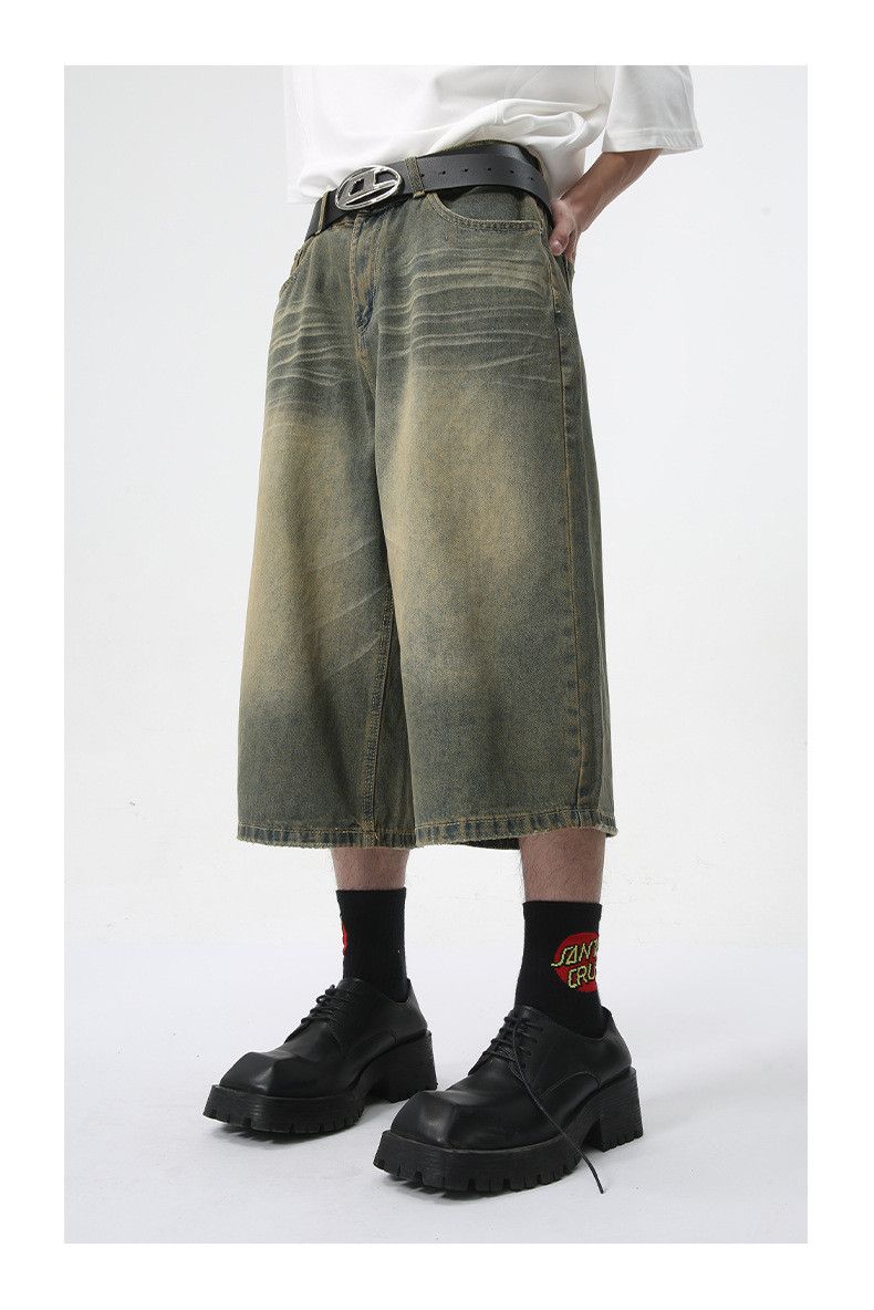Japanese Brand × Jean Vintage straight wide-leg distressed denim shorts Size US 32 / EU 48 - 3 Thumbnail
