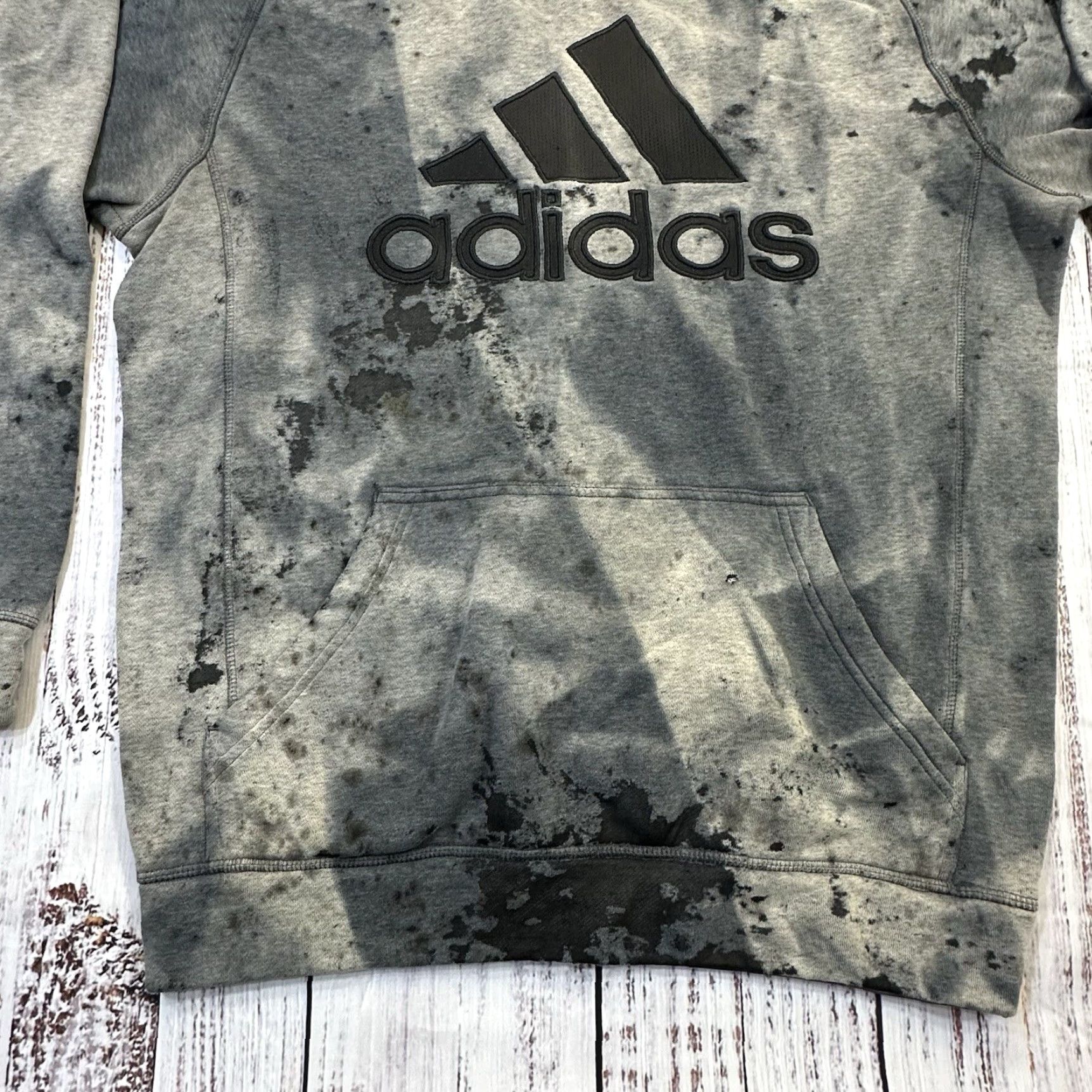 Adidas Adidas Hoodie Bleach Dye AOP Spell Out Multicolor Embroidered All Over Print Knit Fleece Adult Small unisex Mens Womens Size US S / EU 44-46 / 1 - 6 Thumbnail
