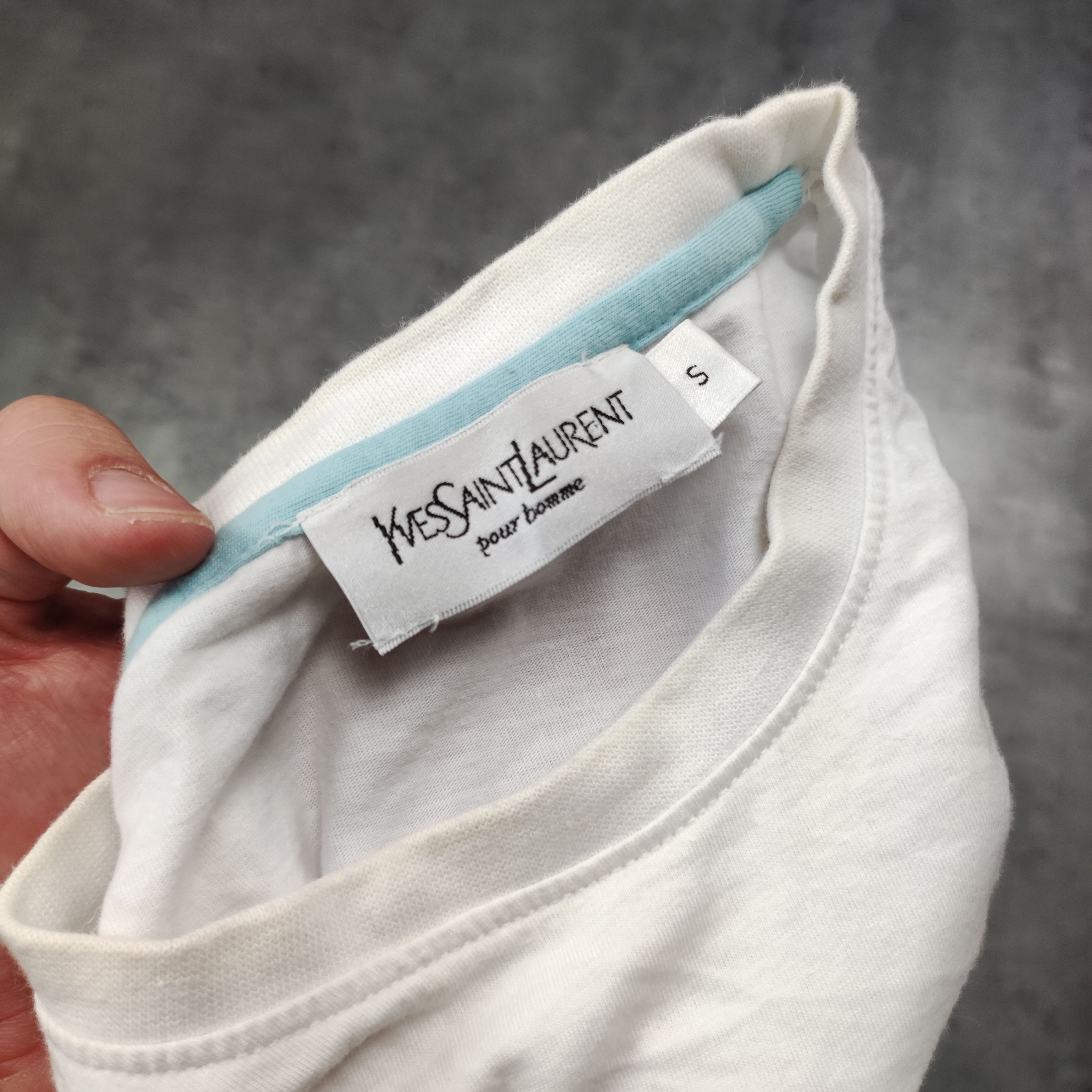 Vintage × Yves Saint Laurent RARE Vintage YSL Yves Saint Lauren White Big Logo Tshiert Size US S / EU 44-46 / 1 - 6 Thumbnail