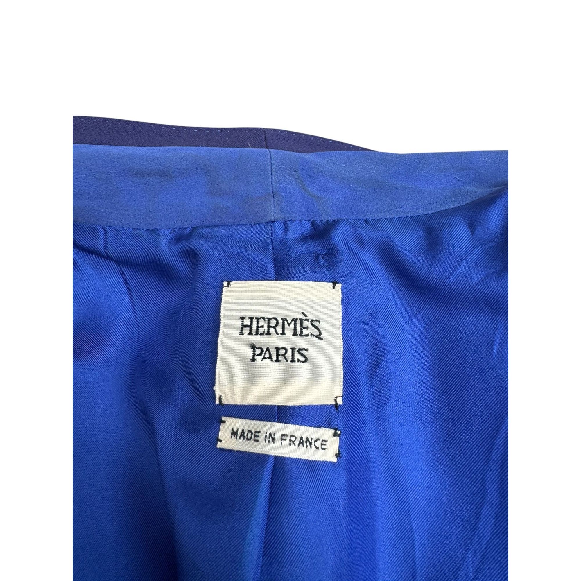 Hermes Navy Wool Blazer with Contrasting Lapel Size L / US 10 / IT 46 - 7 Thumbnail