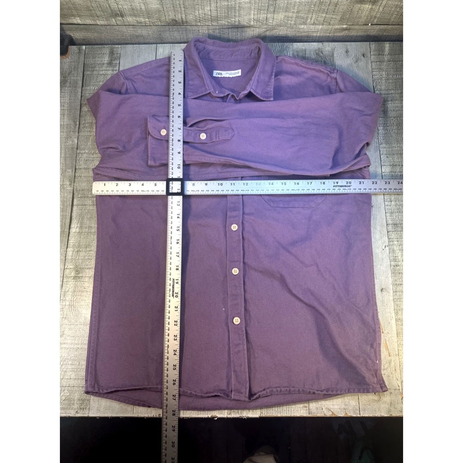 Zara VINTAGE? No — Zara Purple Corduroy Button-Down Shacket Shirt Top M Men Regular Short/Long Sleeve? Size US M / EU 48-50 / 2 - 4 Thumbnail