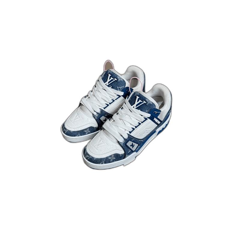 Louis Vuitton LV Trainer Sneakers in White and Blue Size US 5 / IT 35 - 1 Thumbnail