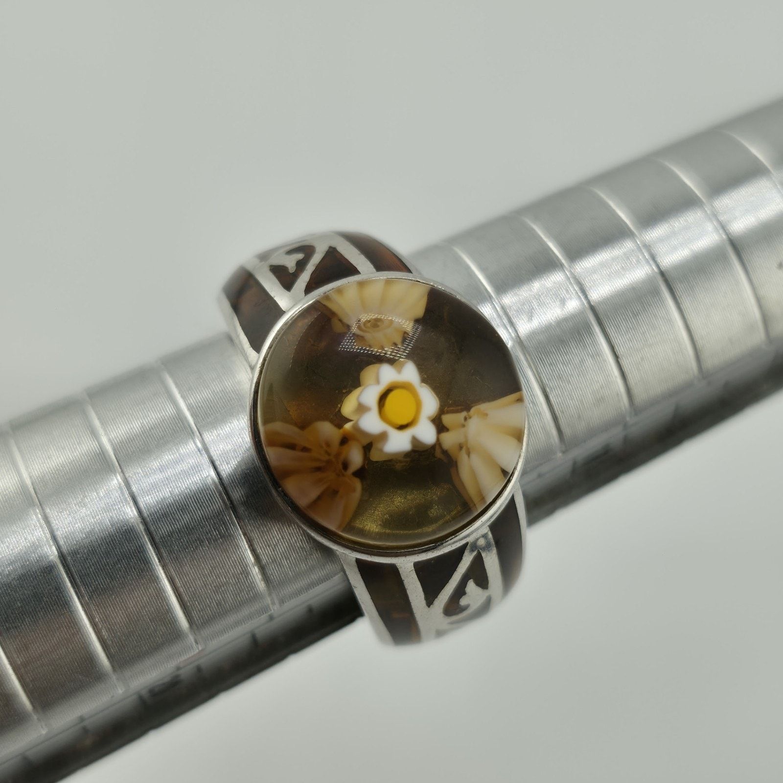 Other Alan K Sterling Silver Millefiori Murano Glass Ring 9 Italy Size ONE SIZE - 9 Thumbnail
