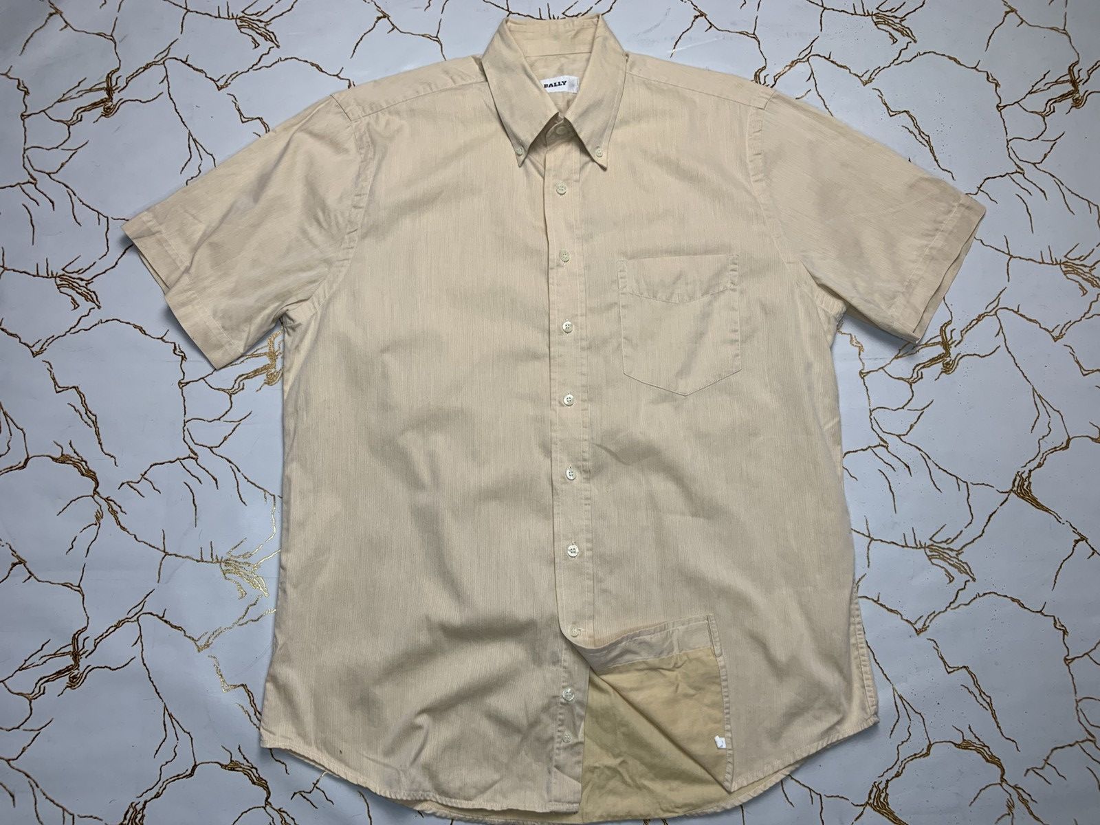 Bally BALLY Men Yellow Striped Classic Shirt Size 41 Cotton Size US XL / EU 56 / 4 - 1 Thumbnail