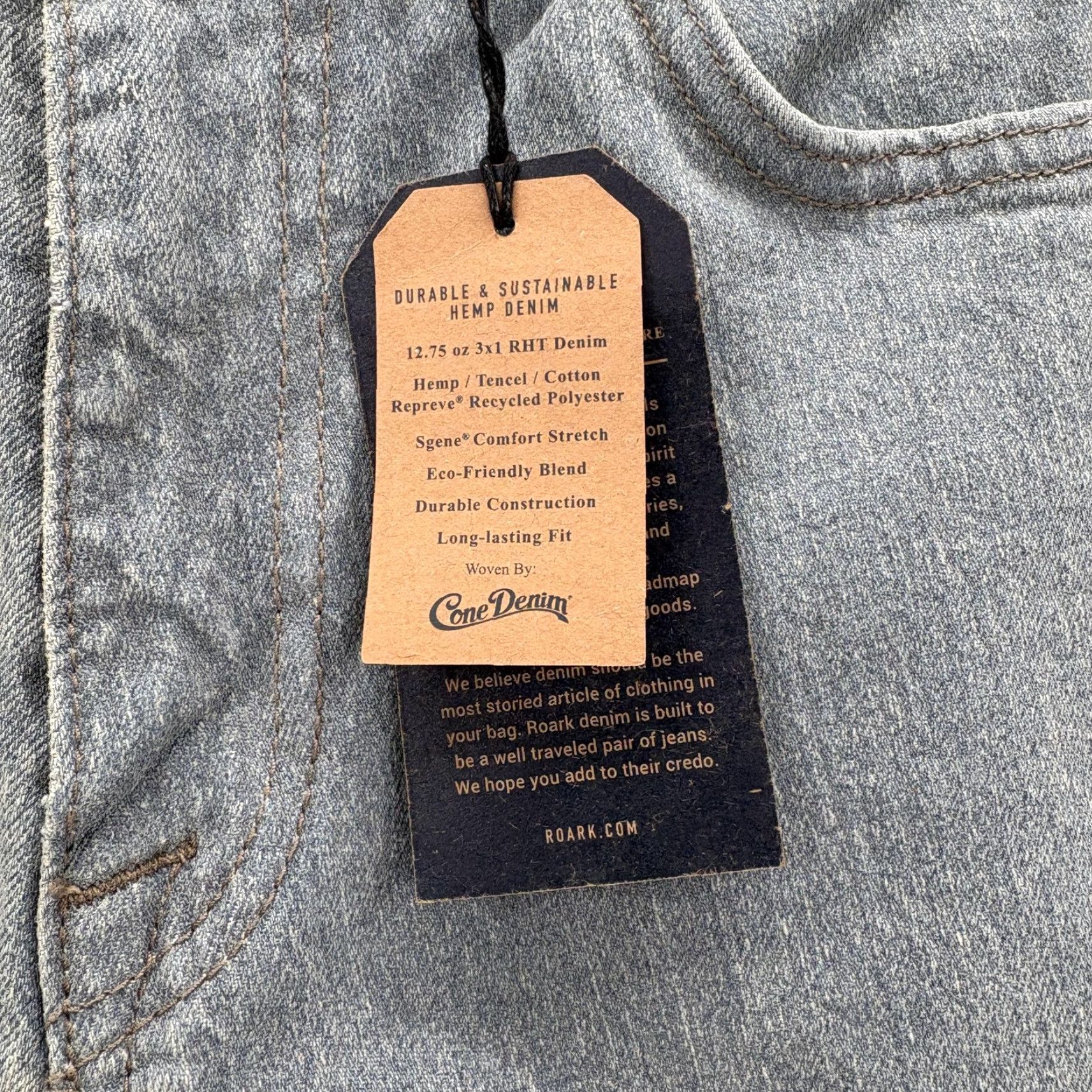 Roark Roark HWY 133 Jeans Mens 31x32 Smokey Blue Slim Straight Denim Stretch Hemp NWT Size US 31 - 4 Thumbnail