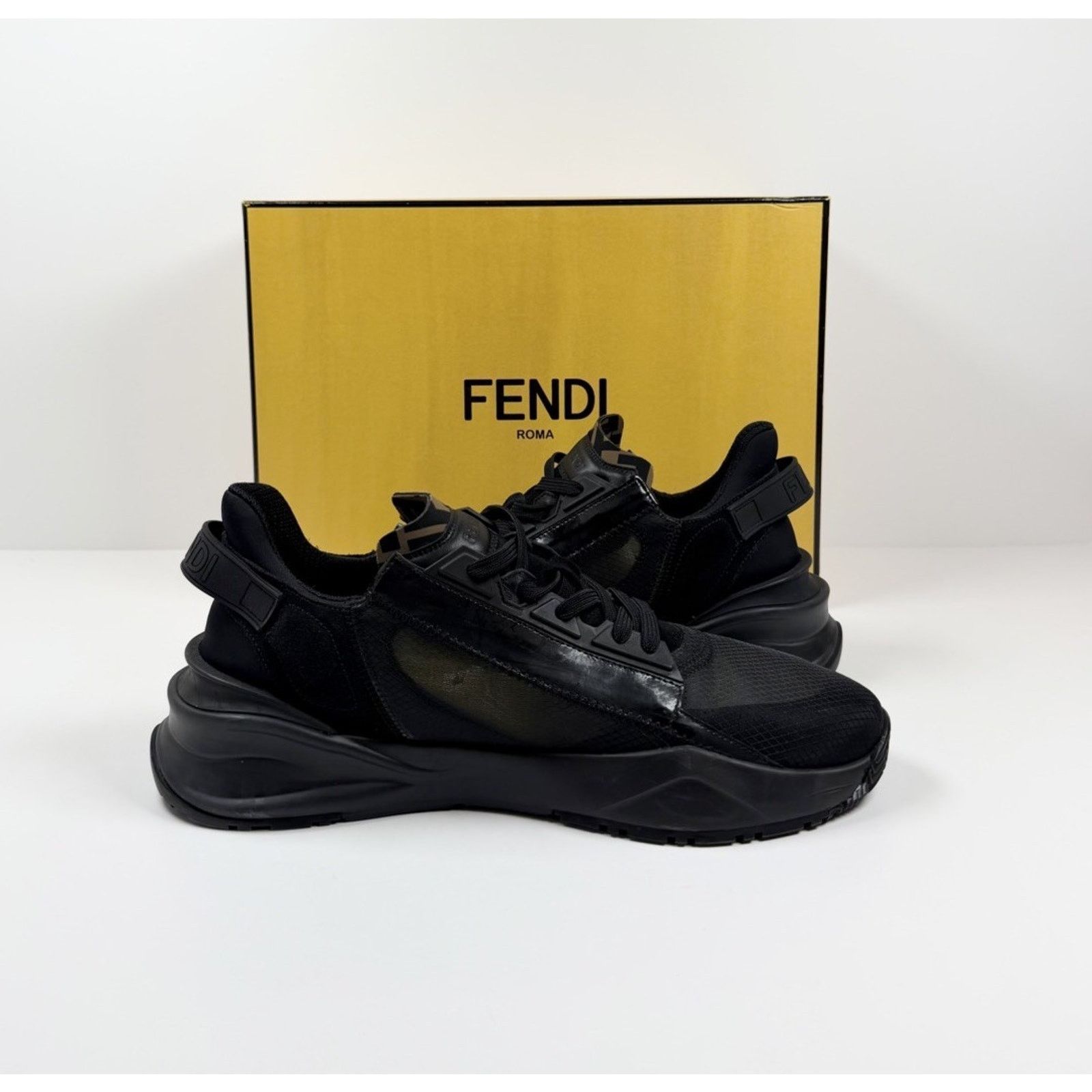 Fendi Size 11UK/12US - Fendi Flow FF Monogram Side-Zip Trainers Size US 12 / EU 45 - 5 Thumbnail
