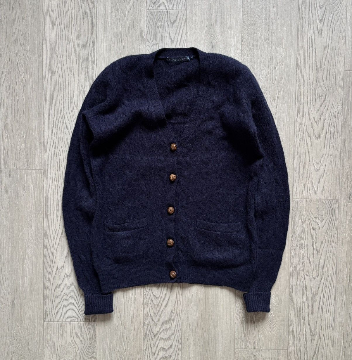 Polo Ralph Lauren × Vintage Vintage Polo Ralph Lauren Button Wool Cardigan Suede Size S / US 4 / IT 40 - 1 Thumbnail