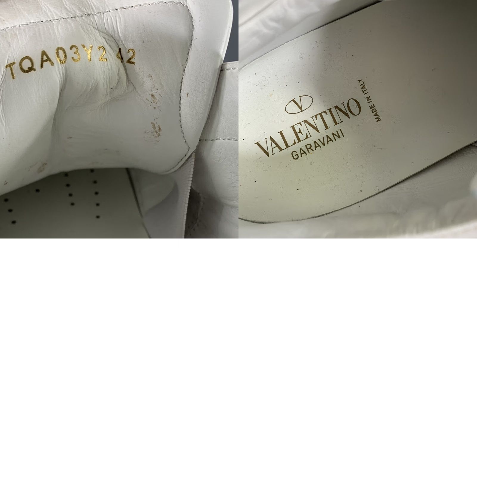Valentino VALENTINO Leather Studded Strap Sneakers White Size 9 Size US 9 / EU 42 - 8 Thumbnail