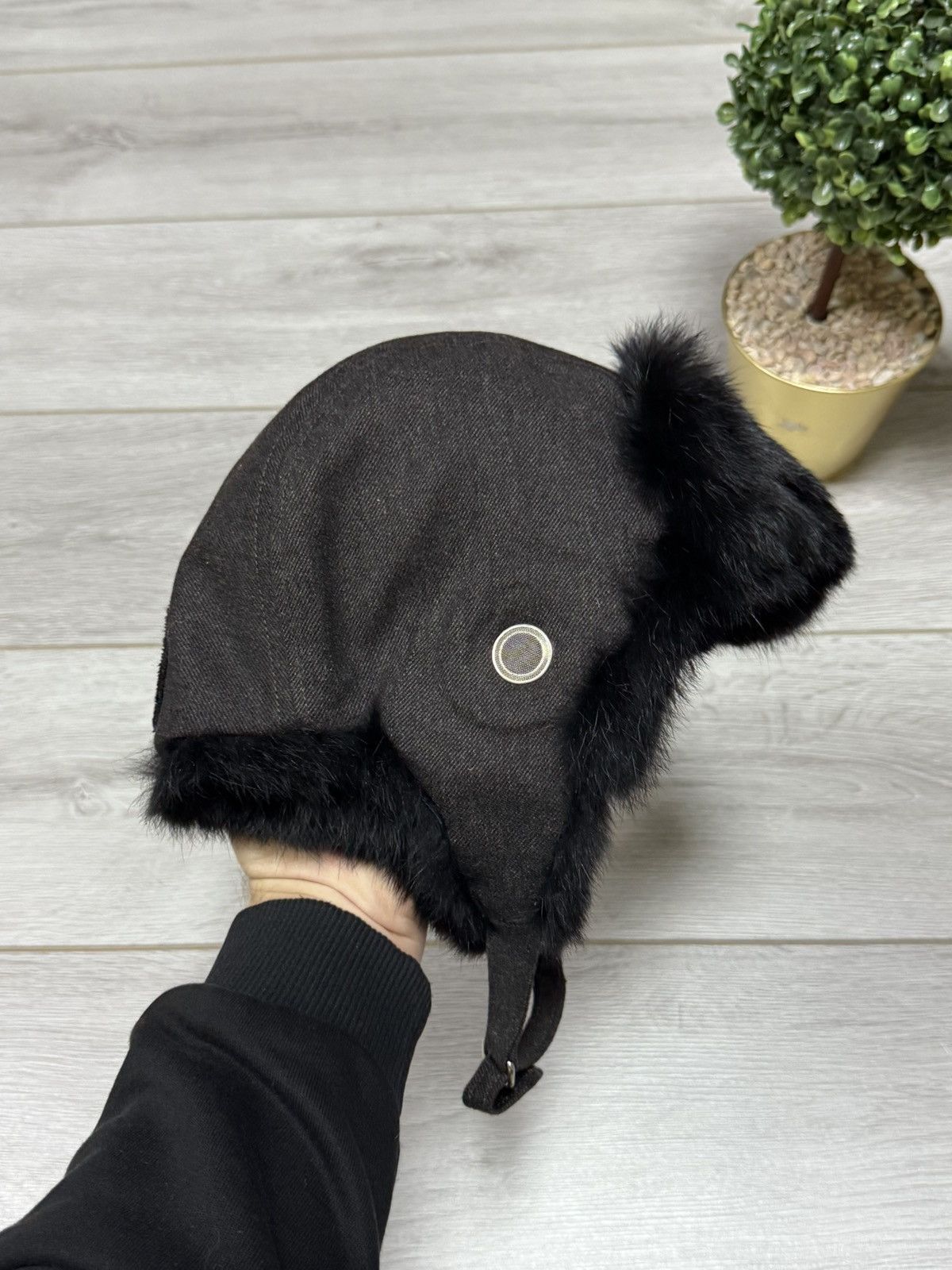 Hugo Boss real rabbit fur + wool RARE ushanka hat