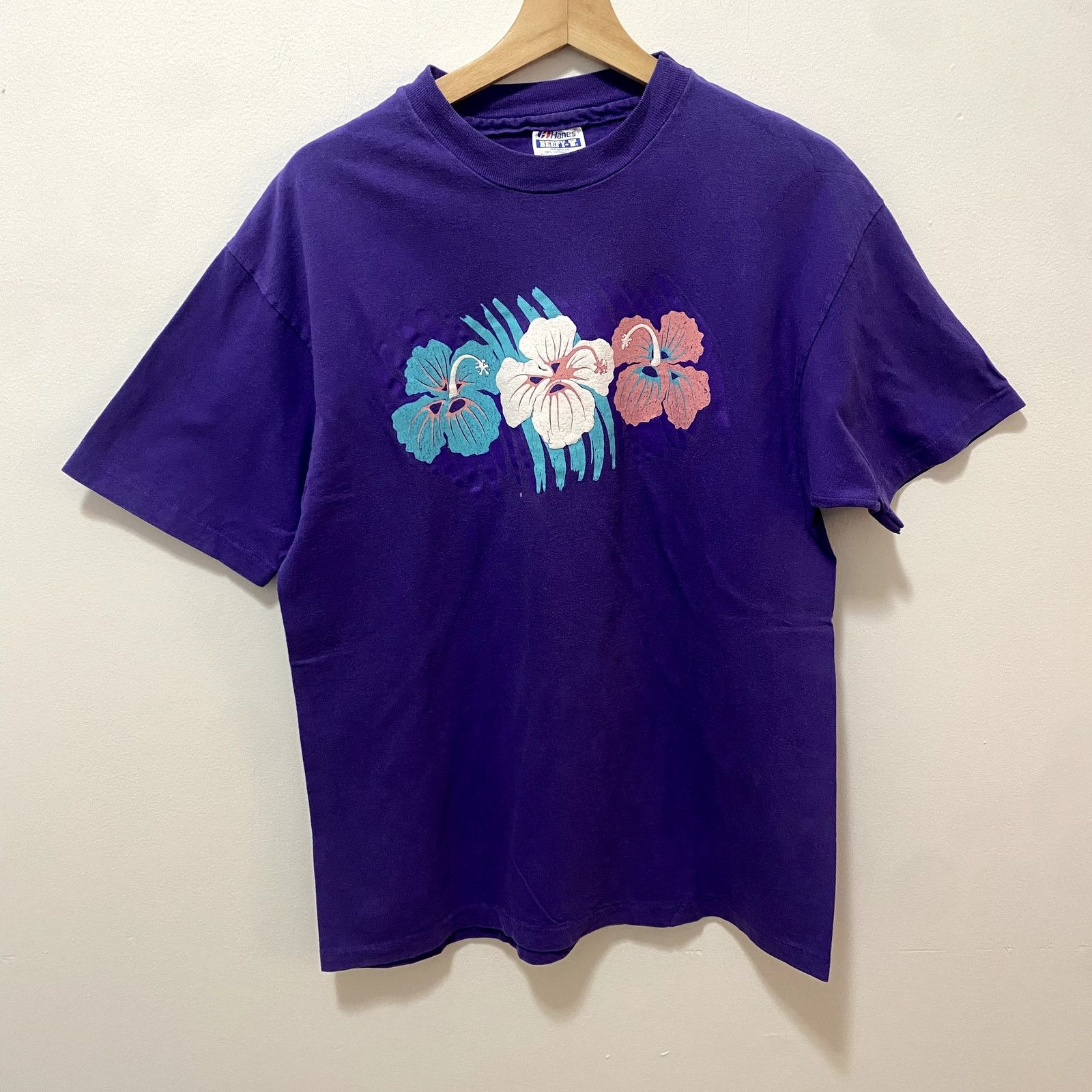 Hanes Vintage Hibiscus Floral T Shirt Purple 80s Size US L / EU 52-54 / 3 - 1 Thumbnail