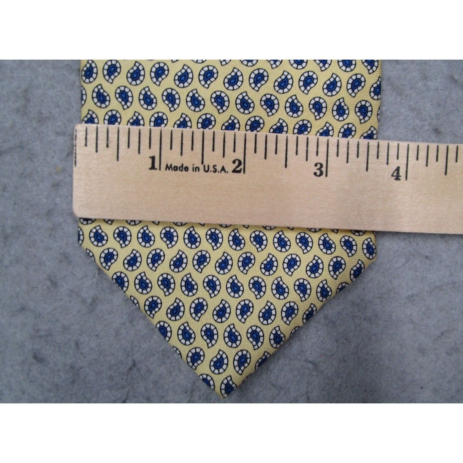 Vintage XMI Nordstrom Tie Mens Yellow Silk Hand Sewn Abstract Made in USA Size ONE SIZE - 6 Thumbnail