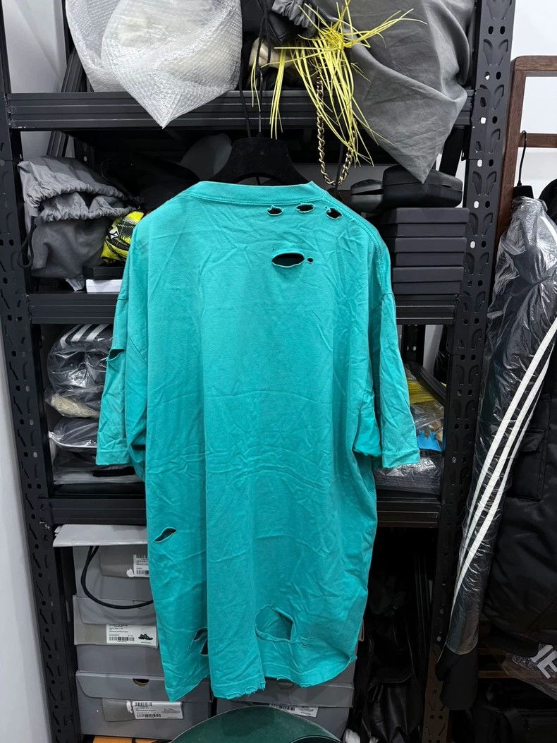 Balenciaga Balenciaga Teal Ripped Short Sleeve Size US XS / EU 42 / 0 - 5 Thumbnail