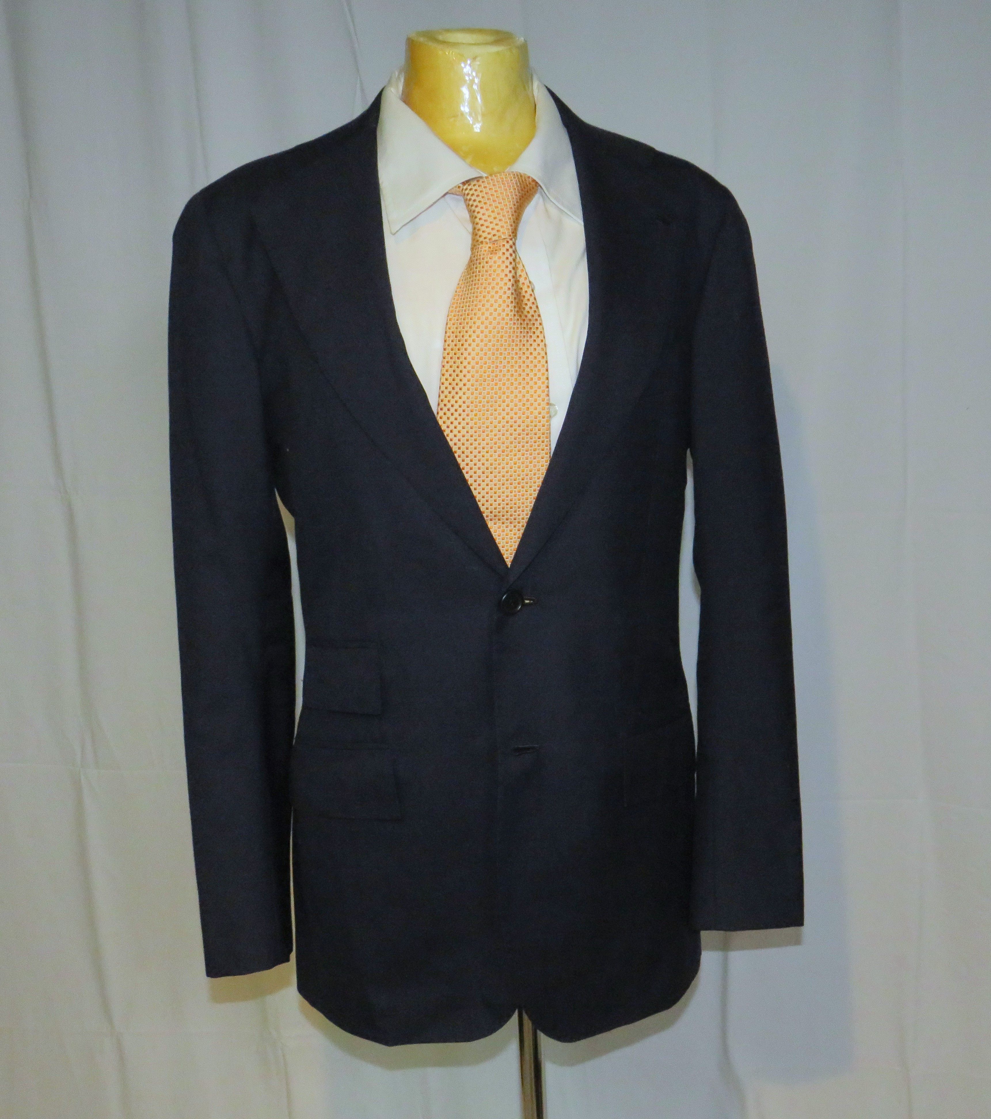 Orazio Luciano Bespoke Navy Barathea Hopsack Two Button Sport Coat 36 Size 36R - 7 Thumbnail