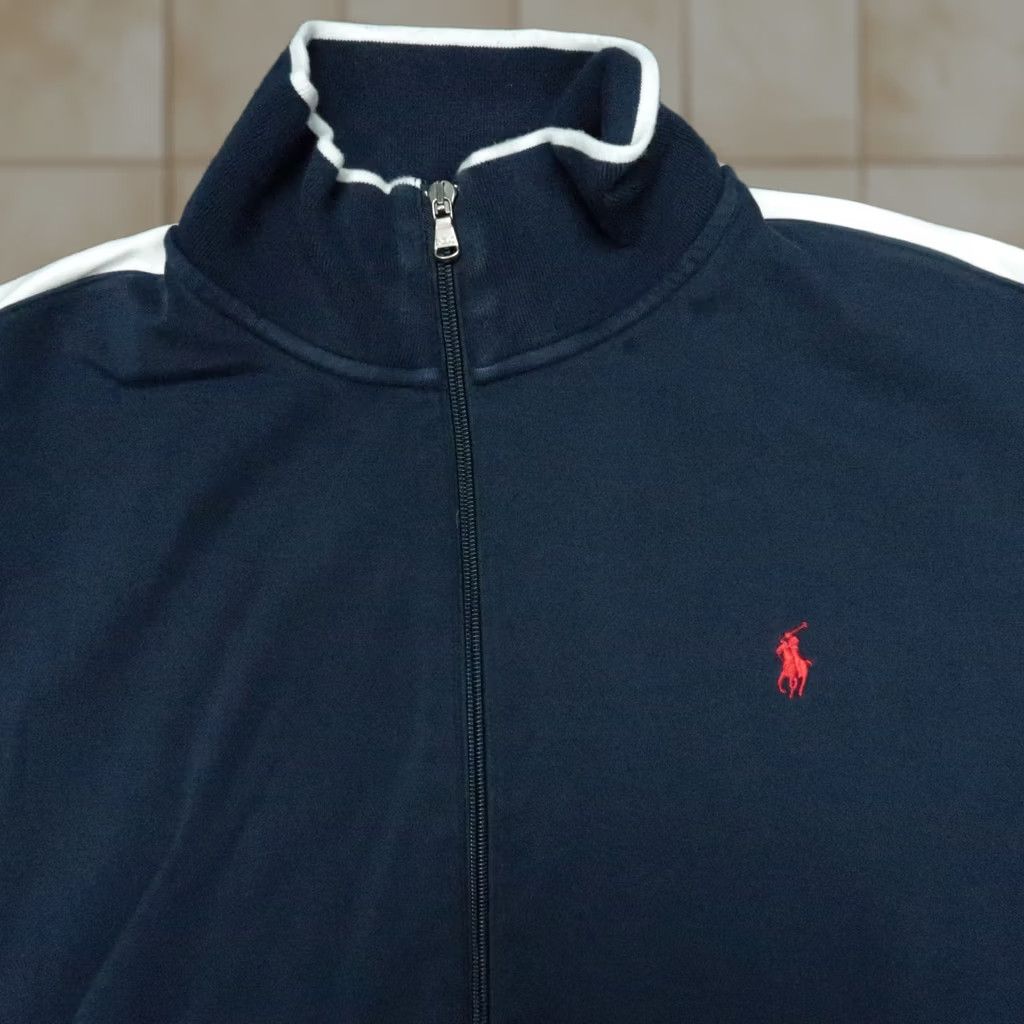 Polo Ralph Lauren Polo Ralph Lauren Jacket Mens XL Blue White Full Zip Pockets Bomber Sweat Stadium Casual Workwear Size US XL / EU 56 / 4 - 1 Thumbnail