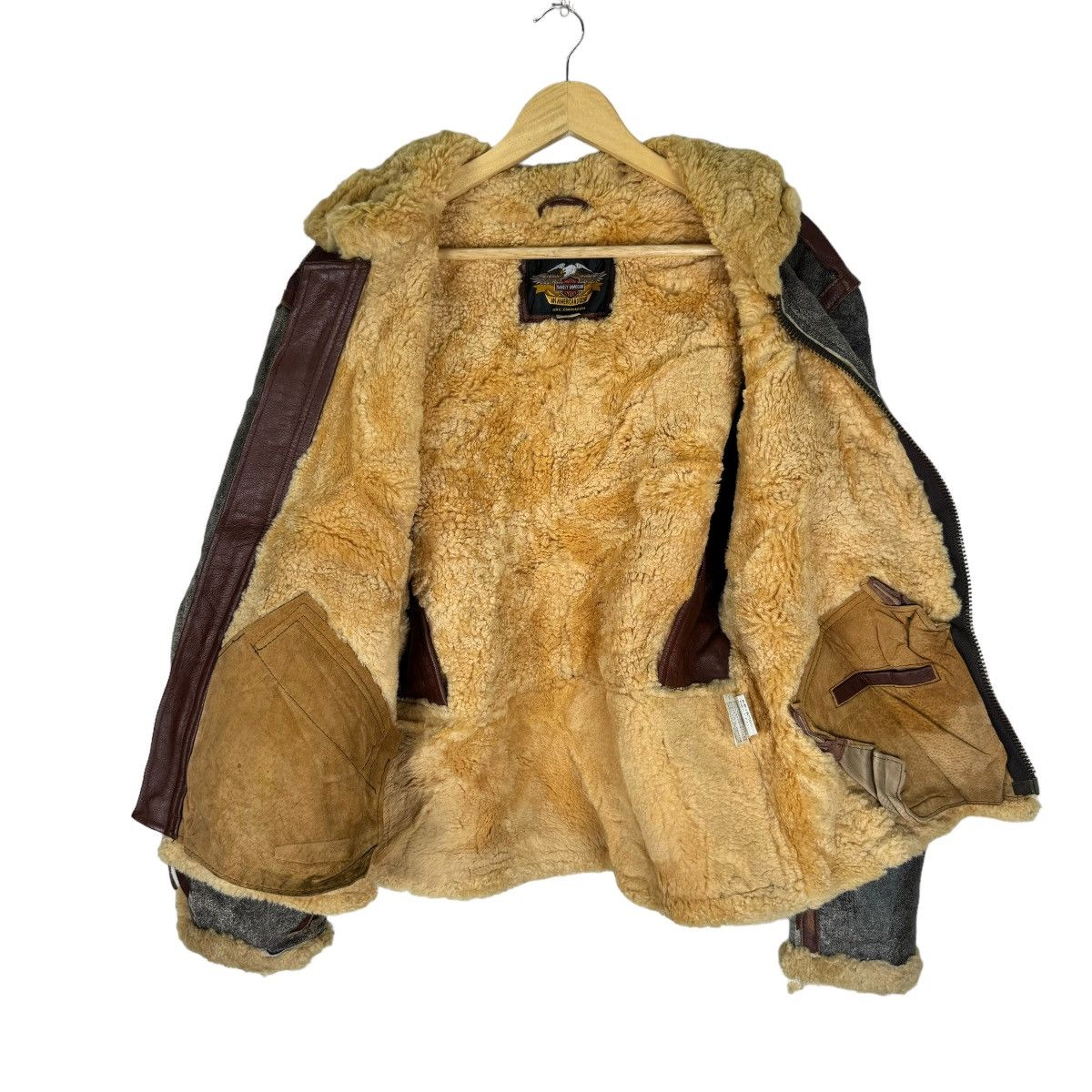 Harley Davidson ☀️HARLEY DAVIDSON B3 SHEEPSKIN BIKERS LEATHER JACKET Size US L / EU 52-54 / 3 - 11 Thumbnail