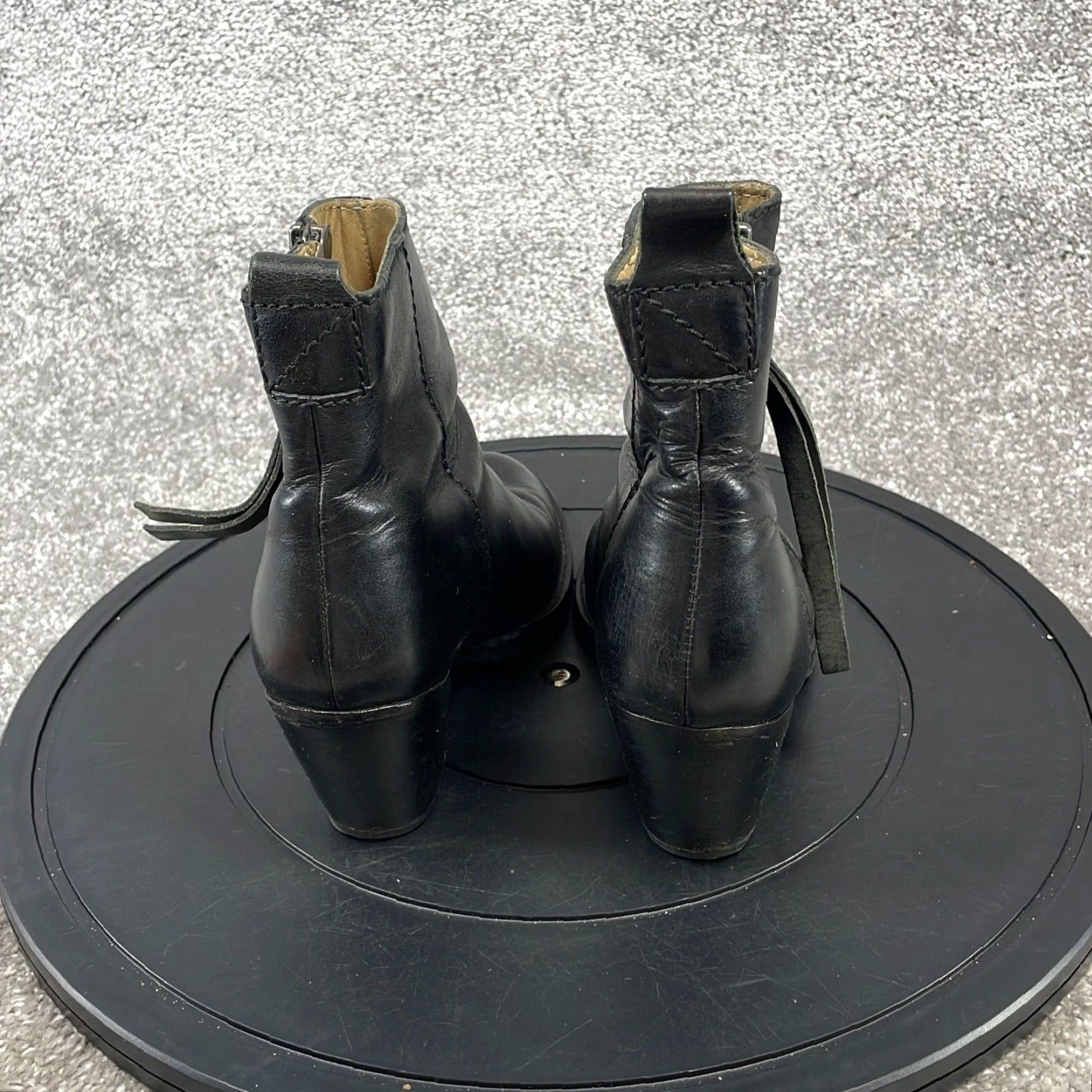 Acne Studios Acne Studios Booties Women's Size 6 Black Leather Almond Toe Block Heel Ankle Size US 6 / IT 36 - 6 Thumbnail