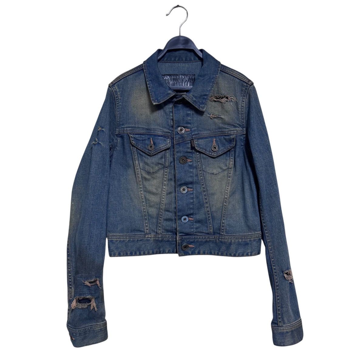GOA GOA Snakeskin Distressed Denim Jacket Cropped Size XS / US 0-2 / IT 36-38 - 1 Thumbnail