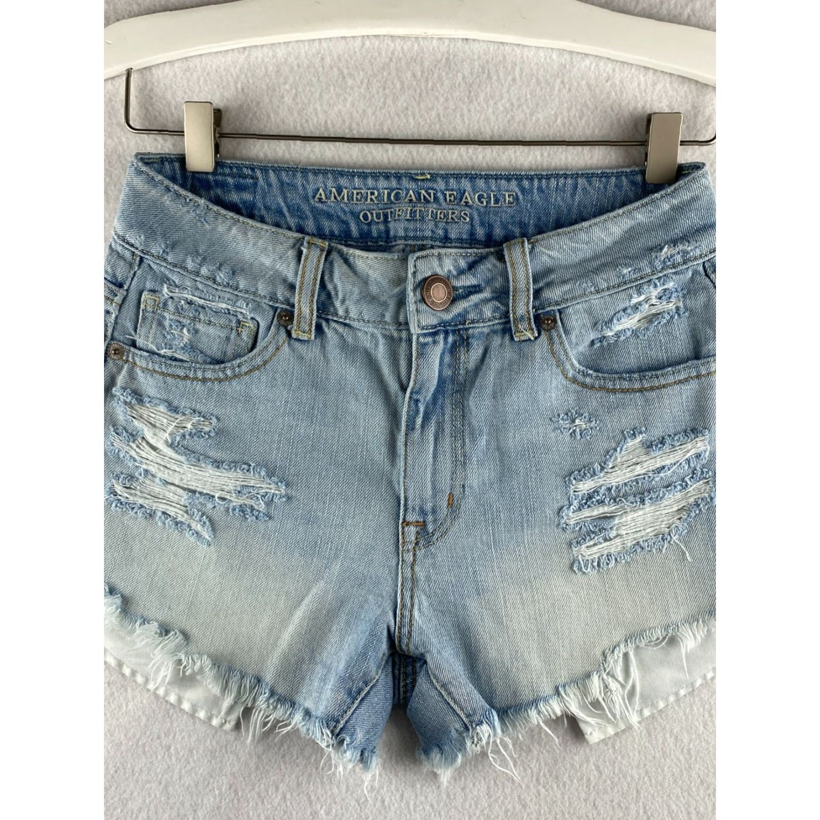 American Eagle Outfitters American Eagle Jeans Shorts Womens 0 Cut Off Fray Distressed Denim Size 25" / US 0 / IT 36 - 2 Thumbnail