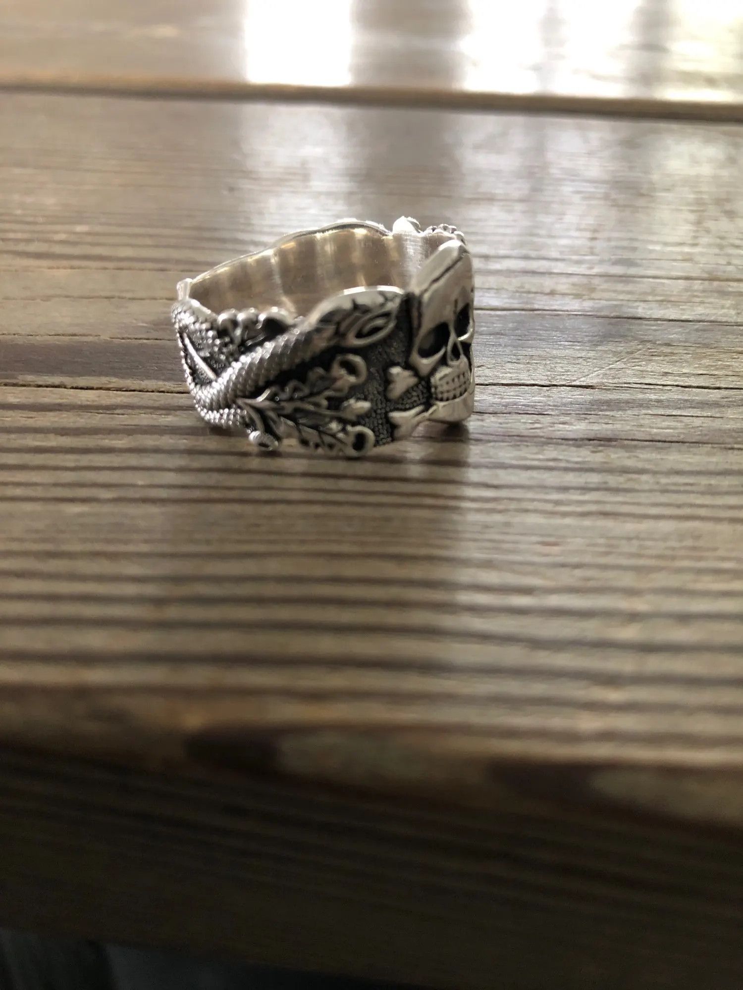 Vintage SIZE 10 925 Sterling Silver Skull Head Evil Demon Punk Ring Size ONE SIZE - 3 Thumbnail