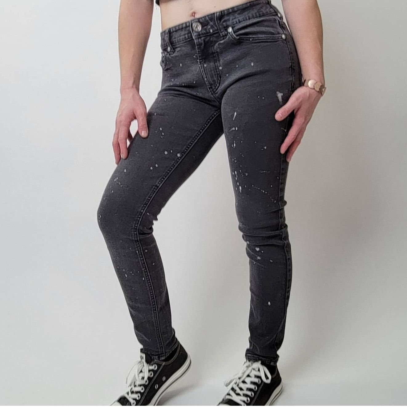 Pacsun Pacsun High Rise Skinniest Black Distressed Jeans redo Size 29" - 1 Thumbnail