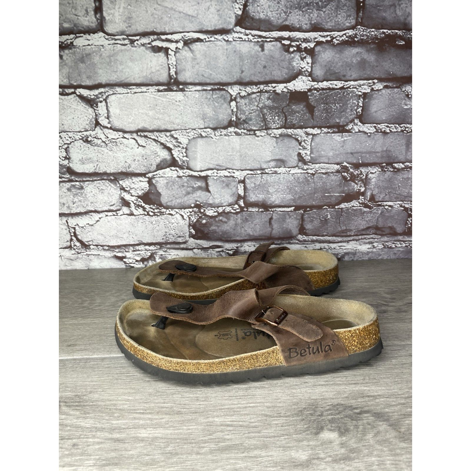 Birkenstock Betula Birkenstock Gizeh Brown Leather Cork Thong Sandals Wo Size US 8 / IT 38 - 14 Thumbnail