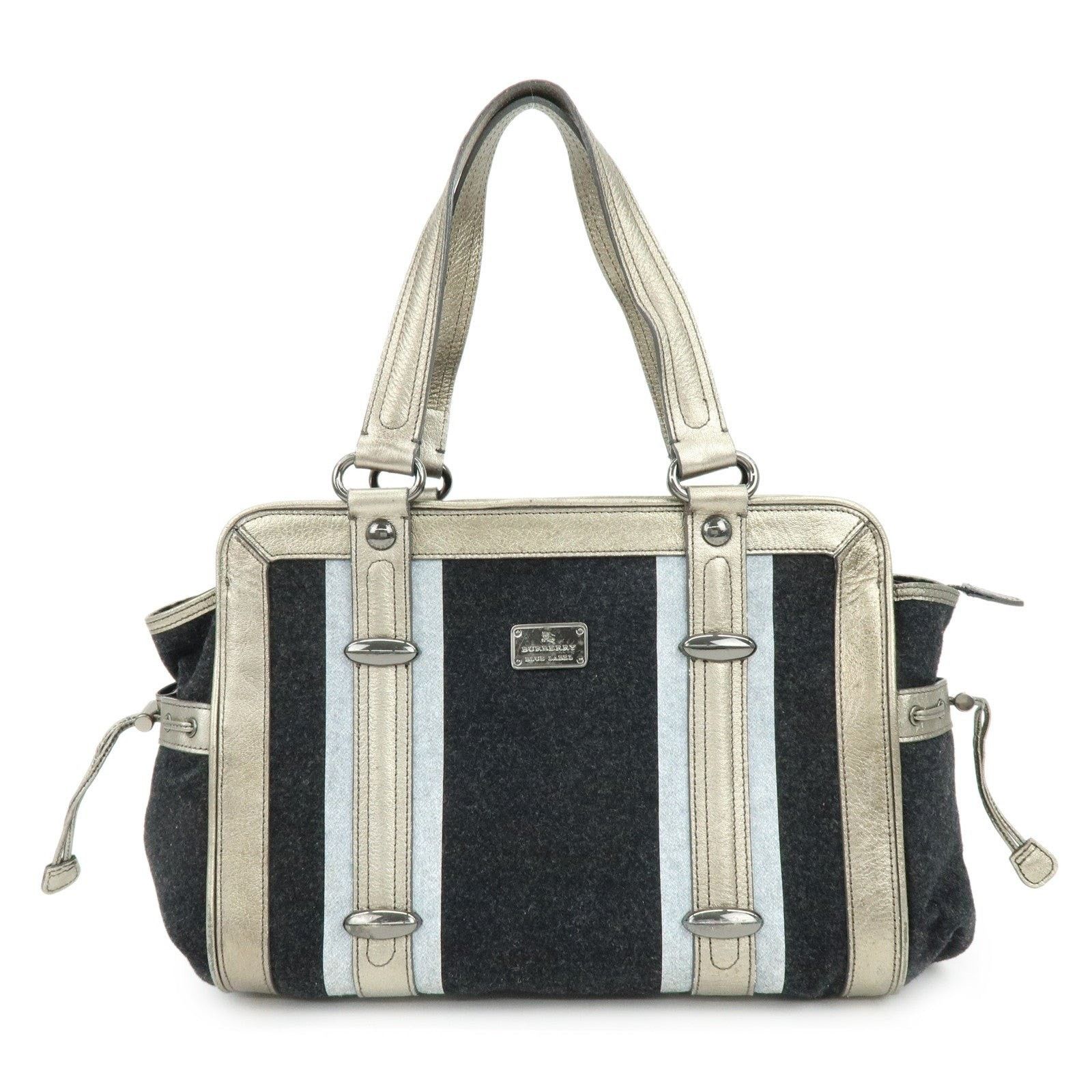 Burberry Burberry Blue Label Wool & Leather Shoulder Bag Gray Size ONE SIZE - 1 Thumbnail