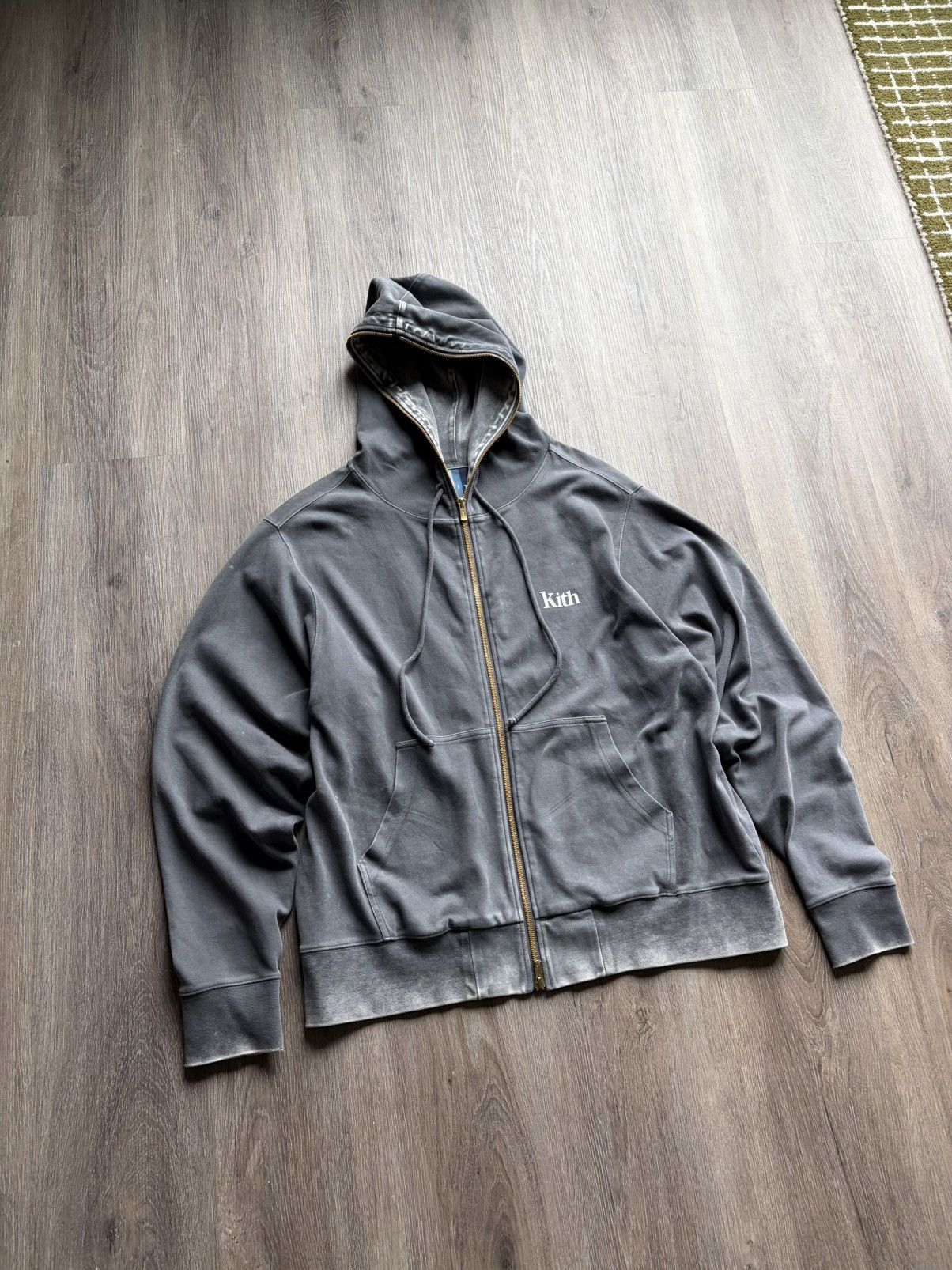 Dark Grey Kith Full Zip Hoodie Mens SZ L