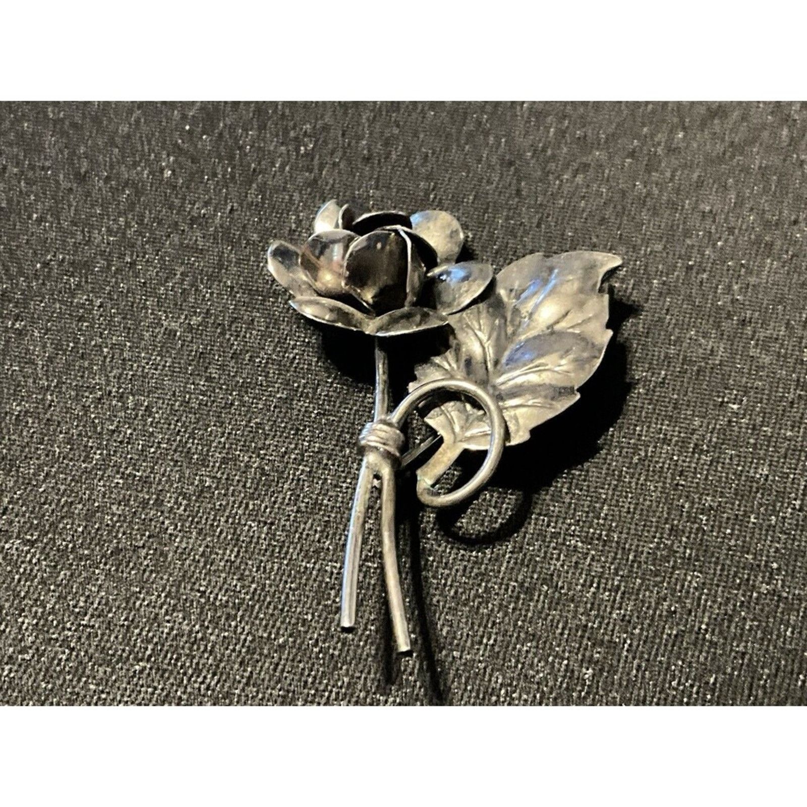 Other Vintage Sterling Silver Rose Brooch Signed Size ONE SIZE - 1 Thumbnail