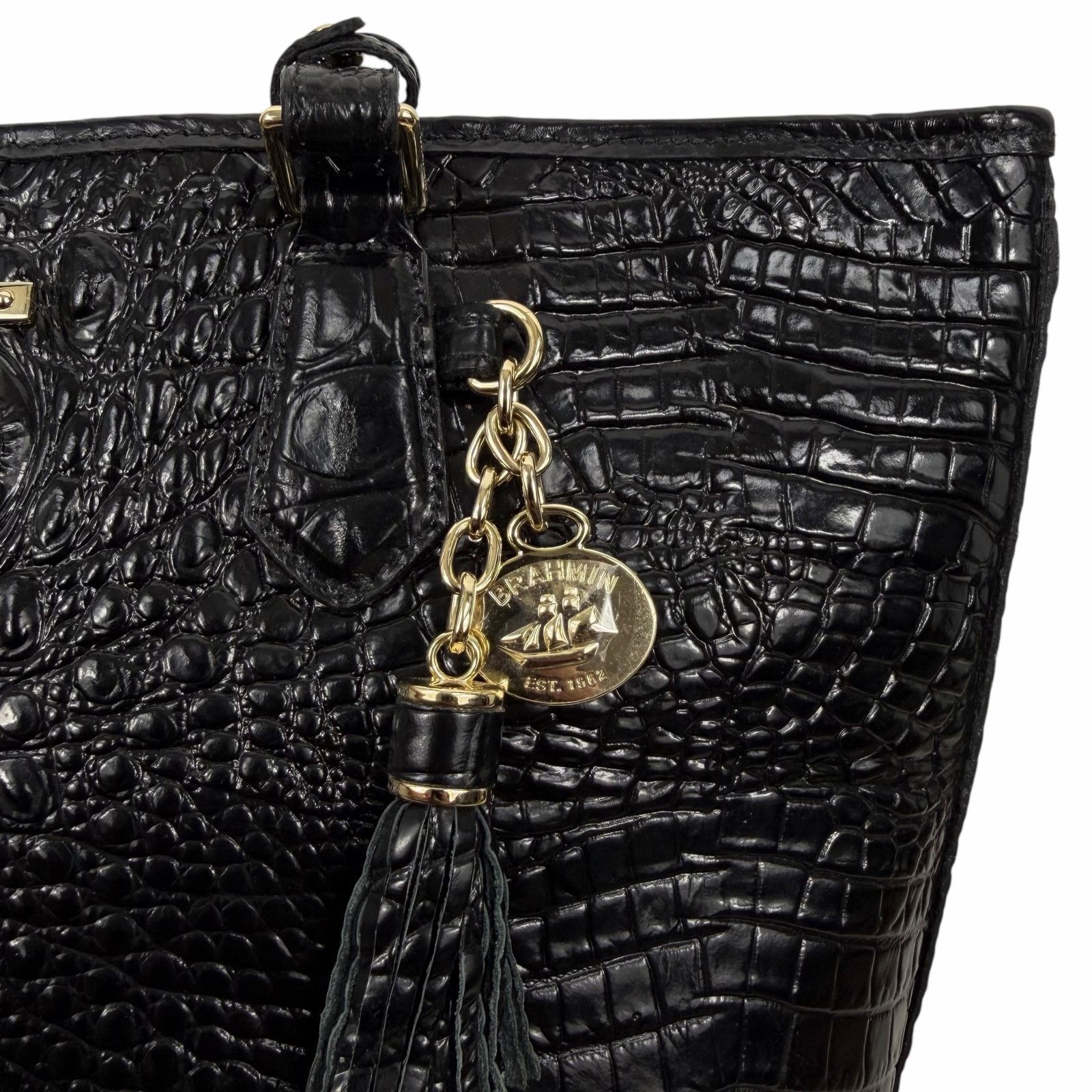 BRAHMIN Brahmin Medium Asher Melbourne Tote Bag Shoulder Bag Black Size ONE SIZE - 8 Thumbnail