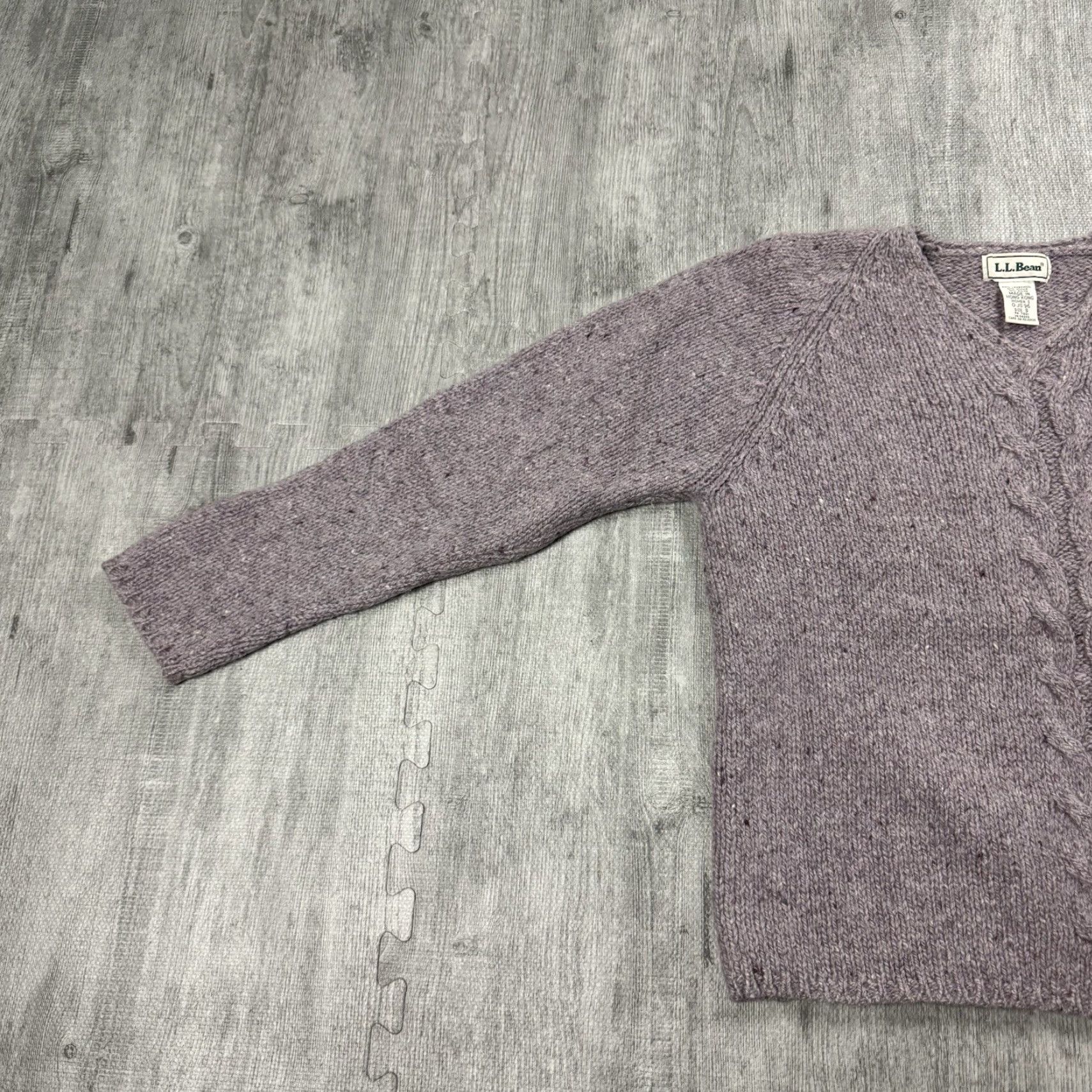 Vintage Vintage L.L. Bean Womens Sweater V-Neck Pullover Knit Cable Mohair Wool Tweed Small Purple Casualâ€”All Seasons Size S / US 4 / IT 40 - 4 Thumbnail