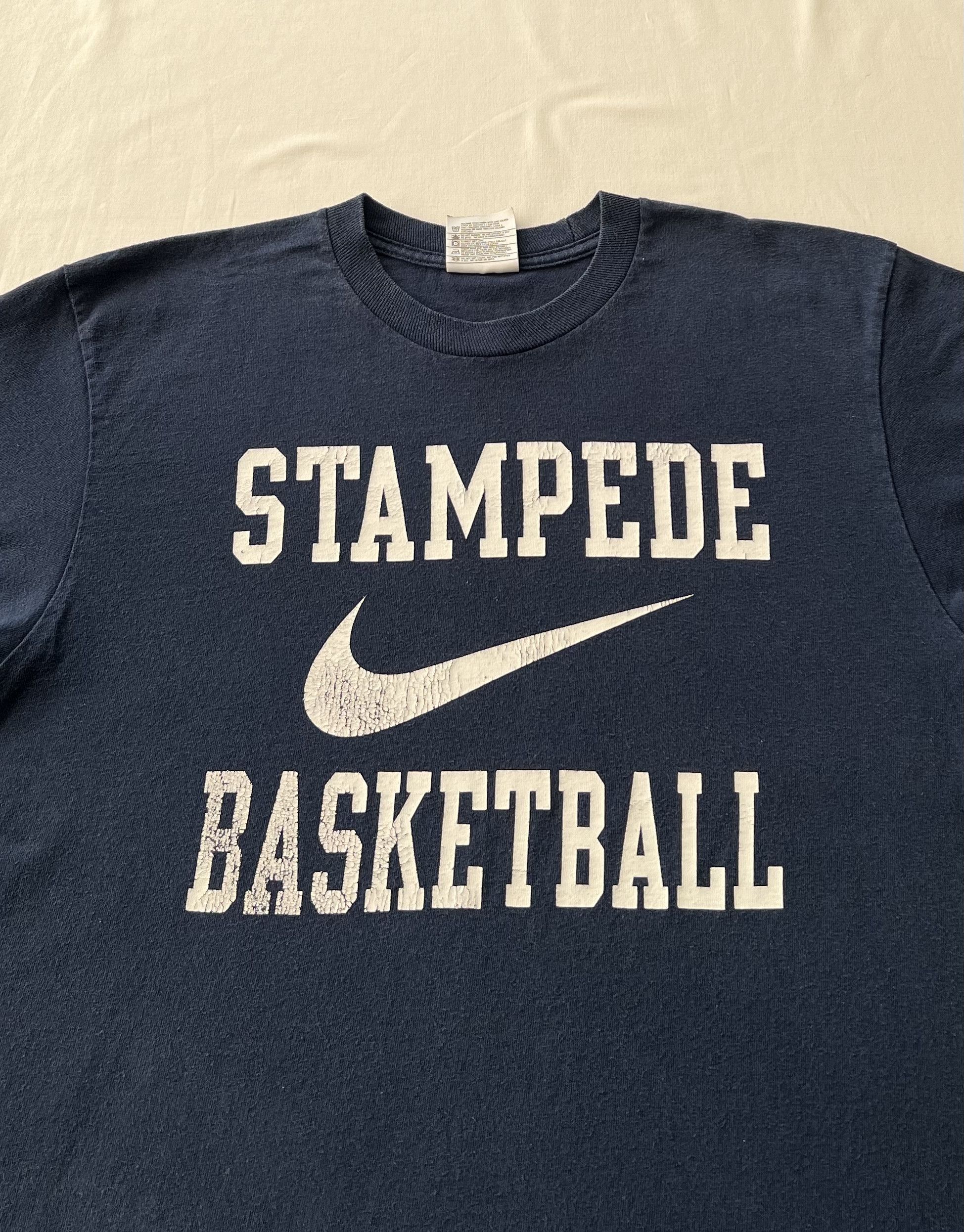 Nike × Vintage Vintage 90s Nike Stampede Basketball Streetwear Navy Tee Size US S / EU 44-46 / 1 - 3 Thumbnail