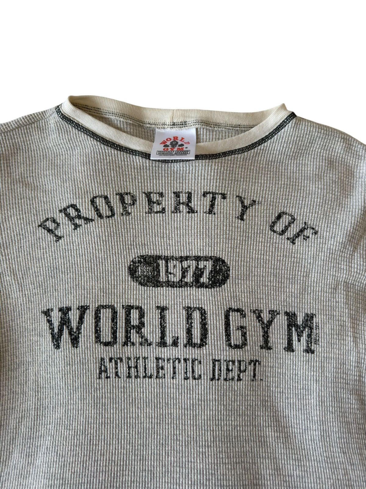 Vintage *RARE* 1990s WORLD GYM BODYBUILDING THERMAL LONGSLEEVE Size US XL / EU 56 / 4 - 8 Thumbnail