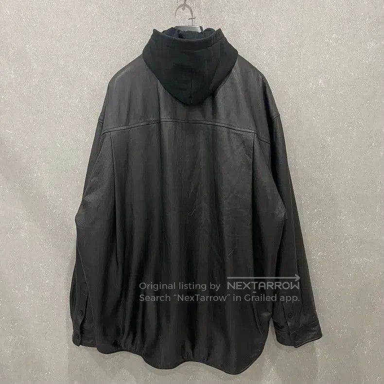 Balenciaga Balenciaga Solid Color Lamb Leather Hooded Sweatshirt Jack Size US L / EU 52-54 / 3 - 4 Thumbnail