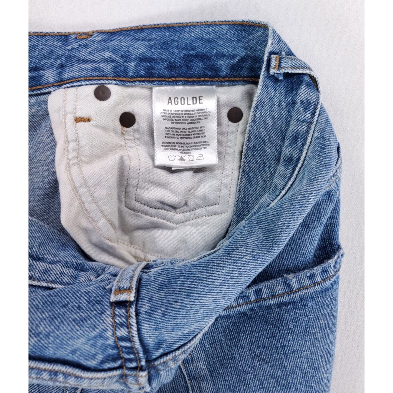 Agolde VINTAGE? Agolde Riley Jeans Distressed Womens 28 Blue Straight 28 x 26.5 Actual Womens Jeans Size 28" / US 6 / IT 42 - 3 Thumbnail