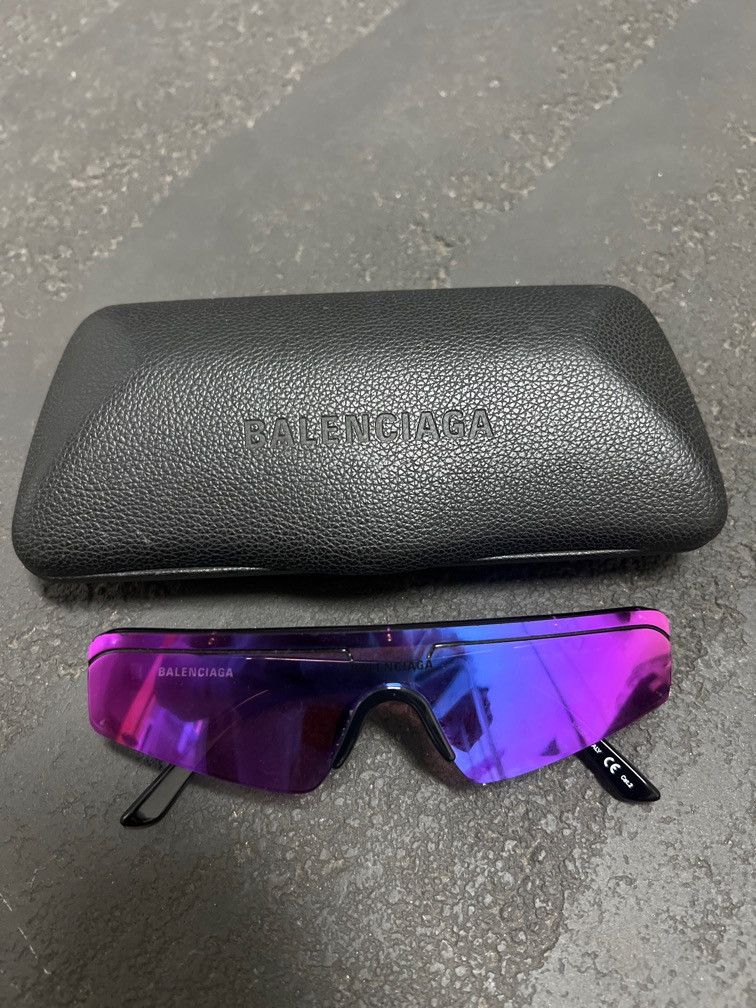 Balenciaga Balenciaga Ski rectangular-frame Sunglasses black purple Size ONE SIZE - 3 Thumbnail