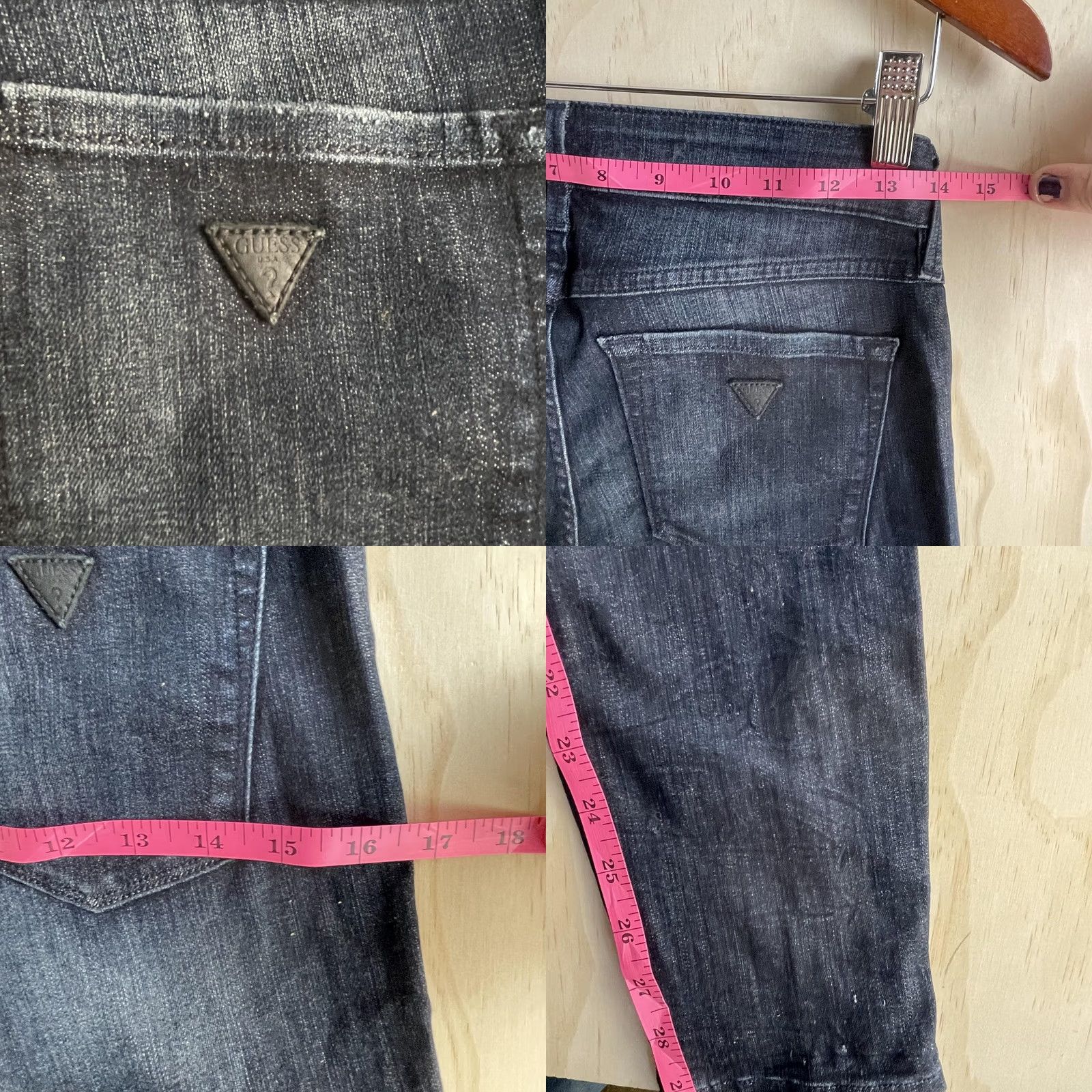 Guess GUESS Jeans Womens 27 Dark Wash Skinny Distressed Ankle Zip Leather Panel Denim Jeans Size 27" / US 4 / IT 40 - 8 Thumbnail