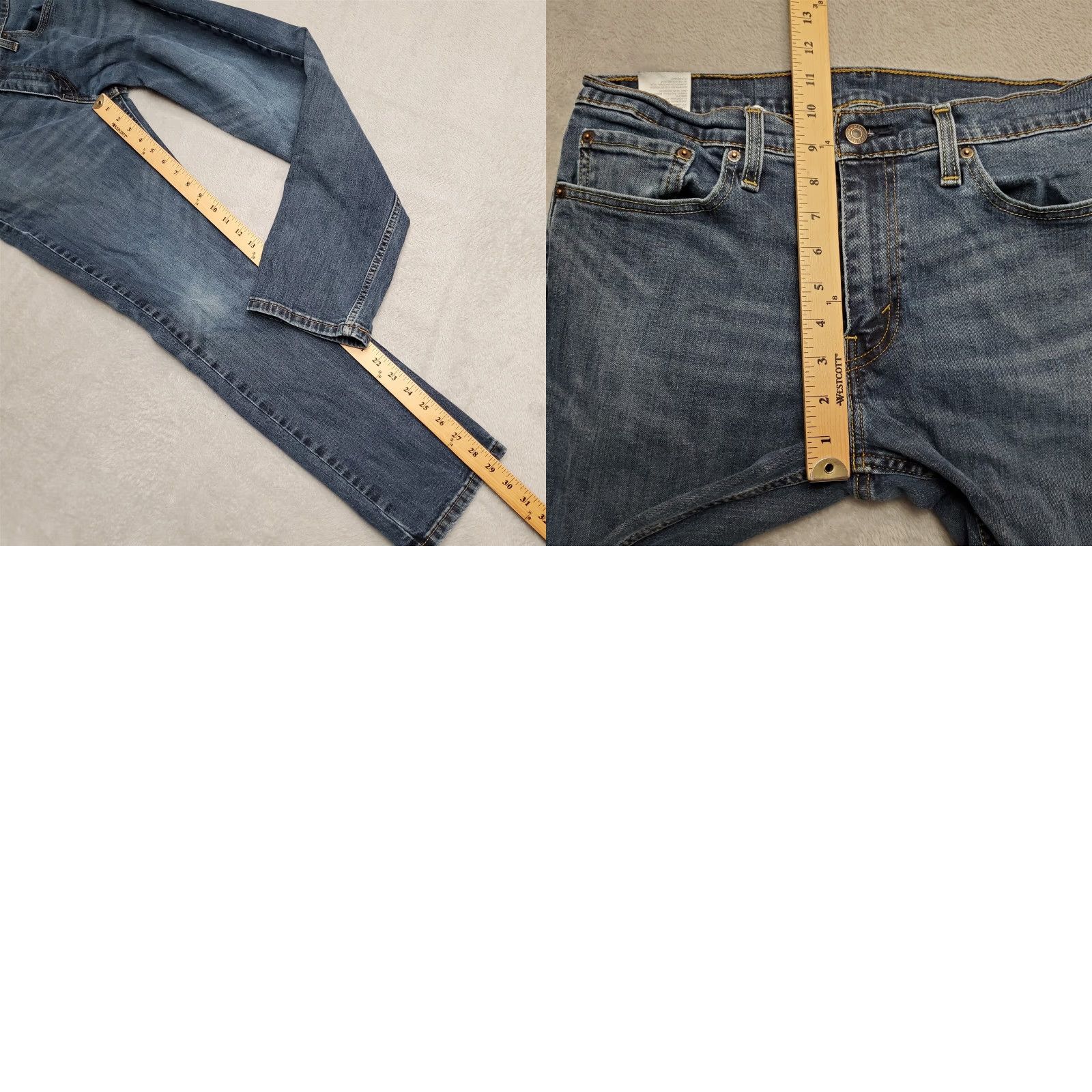Denime Levis 511 Jeans Mens 33x30 Blue Denim Straight Leg Medium Wash Whiskered 5-Pocket Belt Loops Zip Closure Regular Inseam 29 Size US 33 - 9 Thumbnail