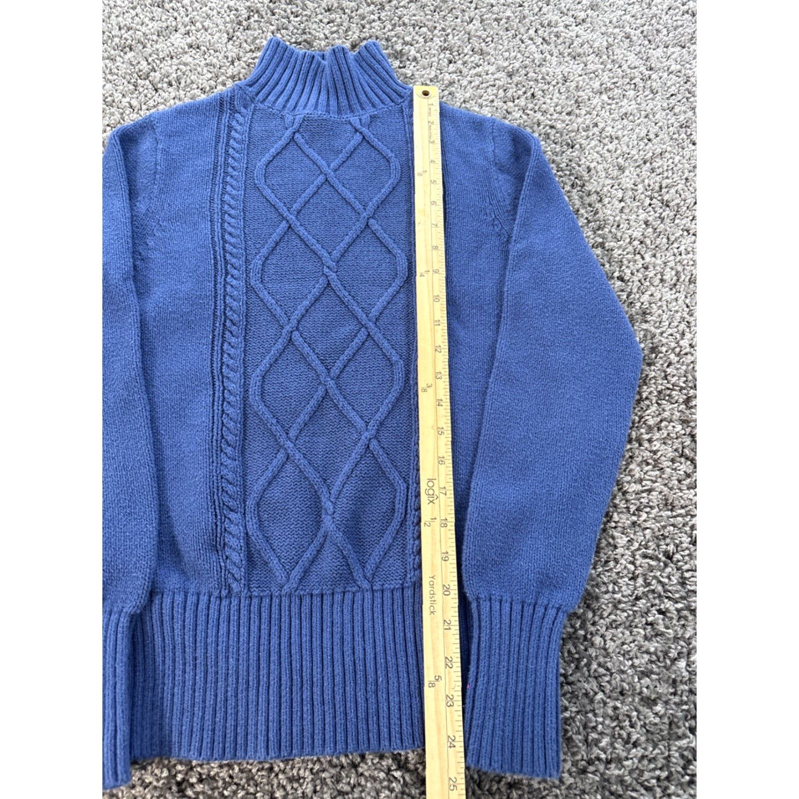 J.Crew J. Crew Sweater Men S Blue Cotton Collared Cable-Knit Fisherman Pullover Size US S / EU 44-46 / 1 - 2 Thumbnail