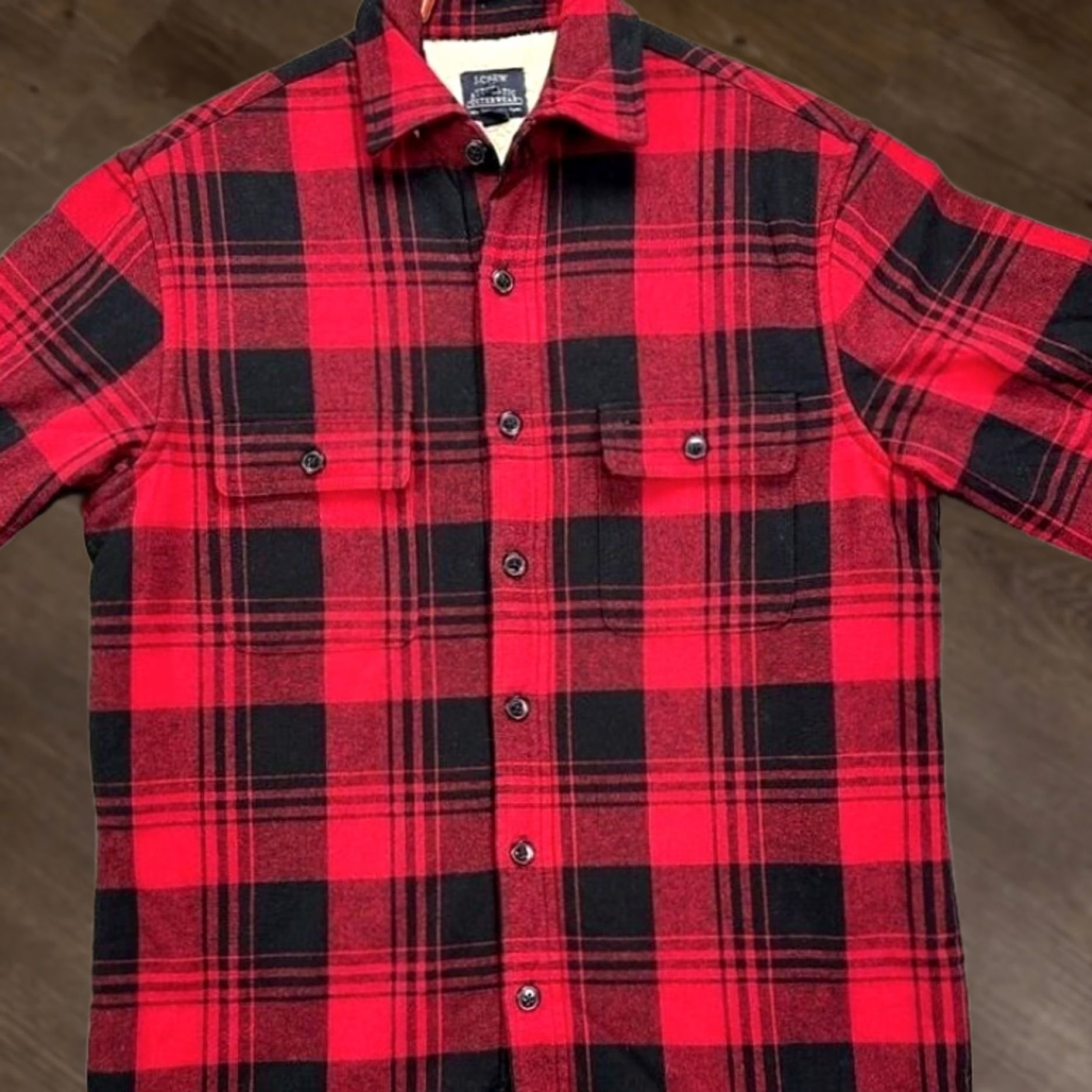 Vintage VINTAGE J Crew Shirt Shacket Mens Small Red Plaid Sherpa Lined Flannel Flap Pockets NEW Size US S / EU 44-46 / 1 - 1 Thumbnail