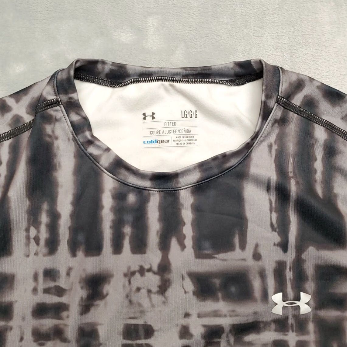 Under Armour VINTAGE Under Armour Pullover Womens L Fitted Gray Tie Dye Coldgear Performance Stretch Size L / US 10 / IT 46 - 3 Thumbnail