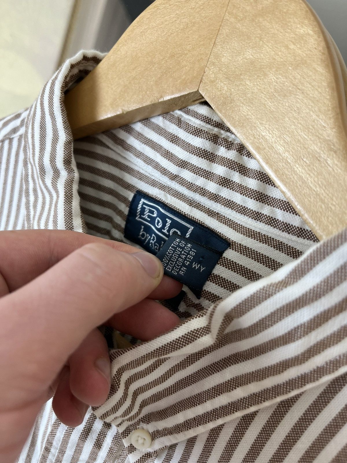 Polo Ralph Lauren Polo Ralph Lauren Slim Fit Brown Striped Oxford Shirt Size US XL / EU 56 / 4 - 13 Thumbnail