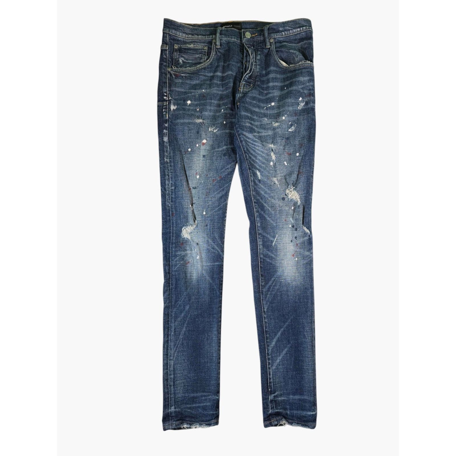 Purple Brand Purple Brand Splatter Dark Wash Ripped Jeans Size US 32 / EU 48 - 1 Thumbnail