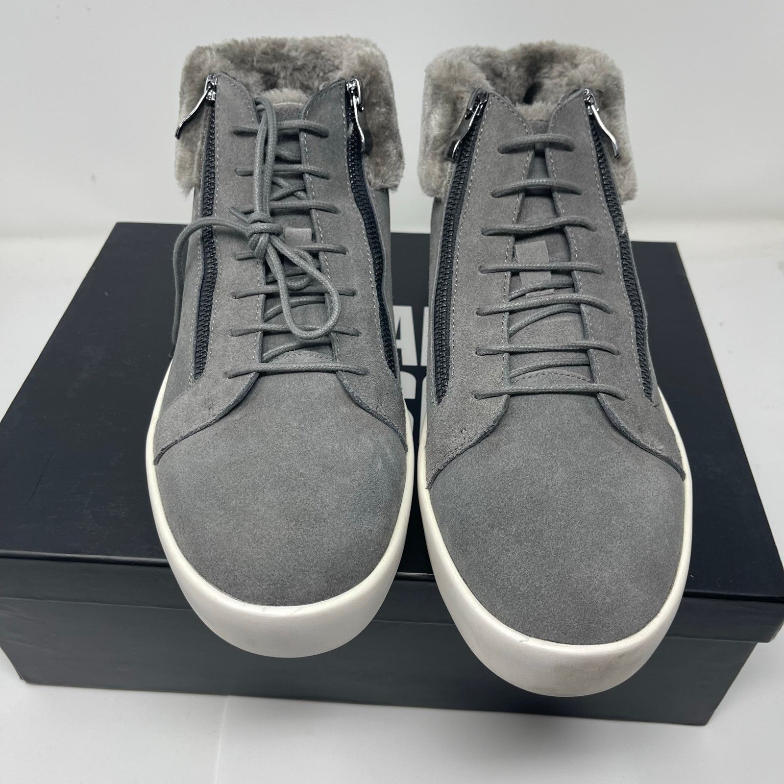 Other New RUSSELL PARK Oliver Faux Fur-Trim Suede Sneakers Grey 11 Size US 11 / EU 44 - 4 Thumbnail