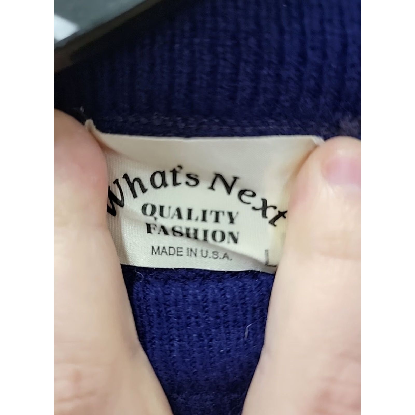 NEXT VINTAGE What's Next SHAMROCK Crew Neck Sweater Long Sleeve Unisex Adults L Blue Acrylic Knit Pullover St Patrick's Day Geometric Pattern Mens Womens Size US L / EU 52-54 / 3 - 2 Thumbnail