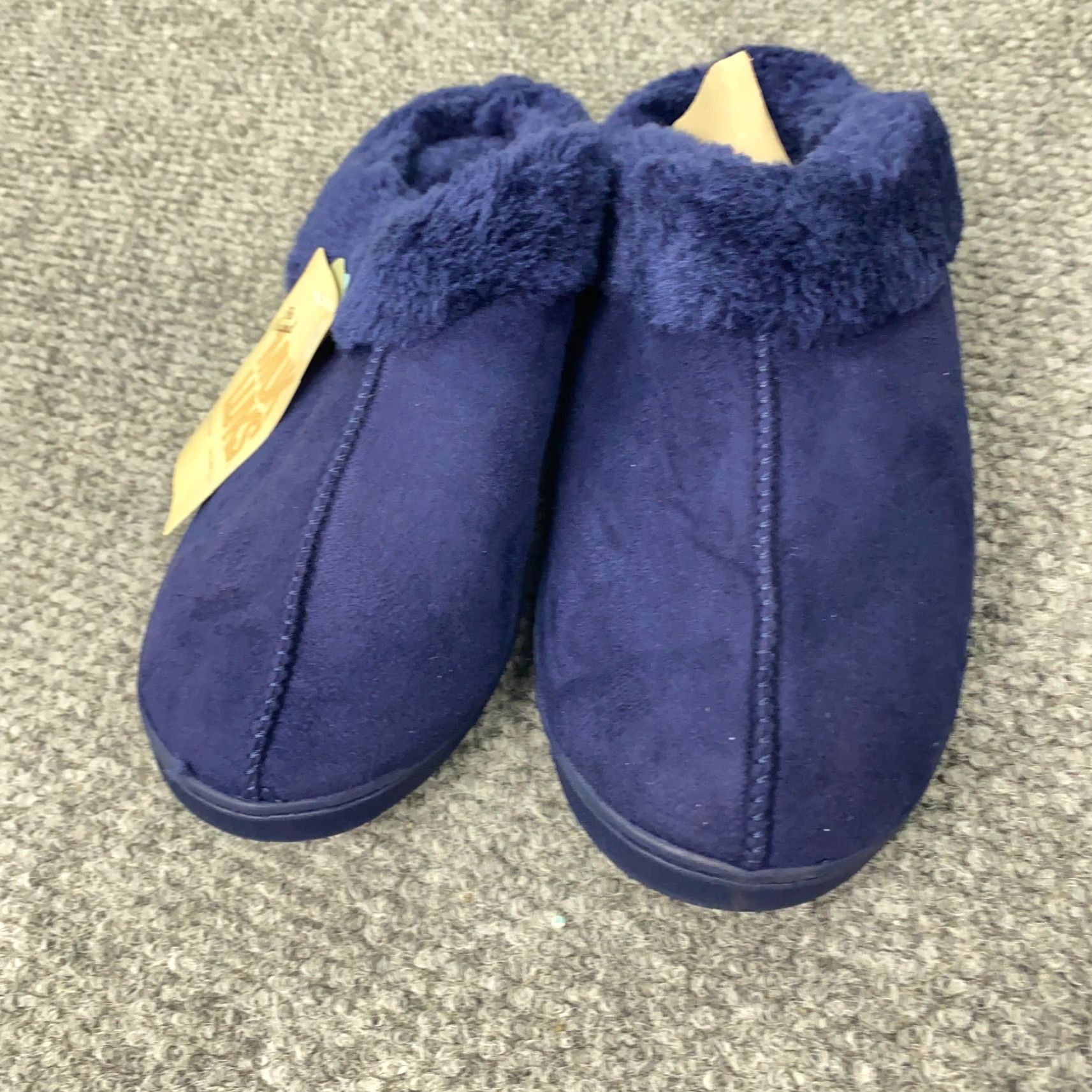 Vintage Muk Luks Slippers Womens XL (11-12) Royal Blue Slip-On Faux Fur Memory Foam Casual Travel Size ONE SIZE - 2 Thumbnail