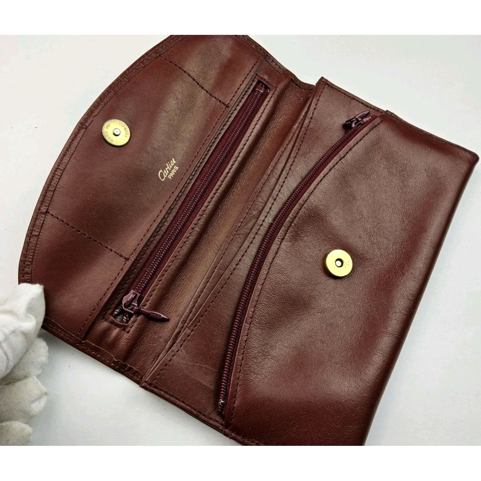 Cartier Cartier Wallet Folding Leather Red Bordeaux Must De Cartier Women Size ONE SIZE - 3 Thumbnail