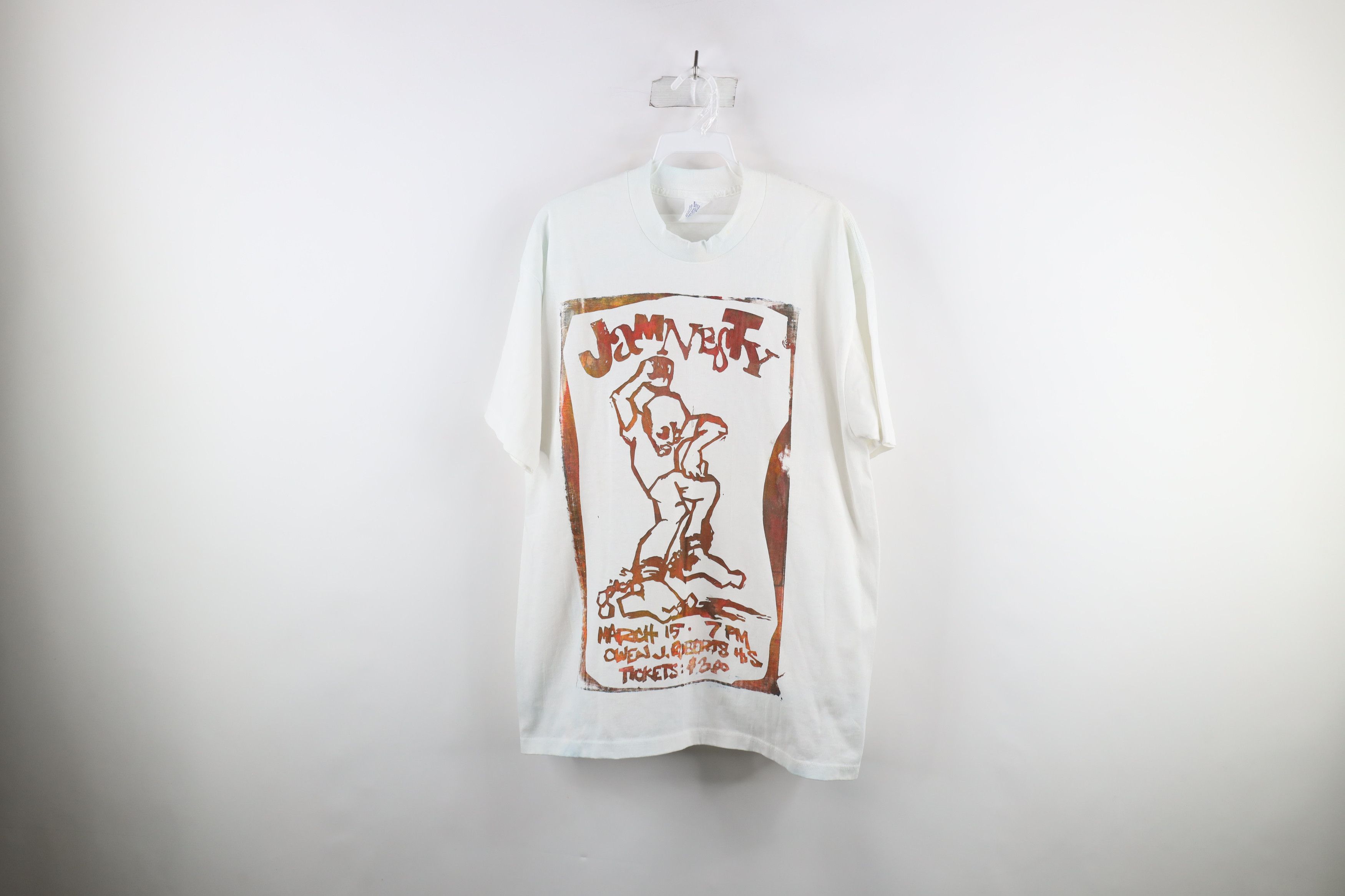 Image of Vintage 90's Out Jamnesty Human Rights Music T-Shirt Usa in White, Men's (Size XL)