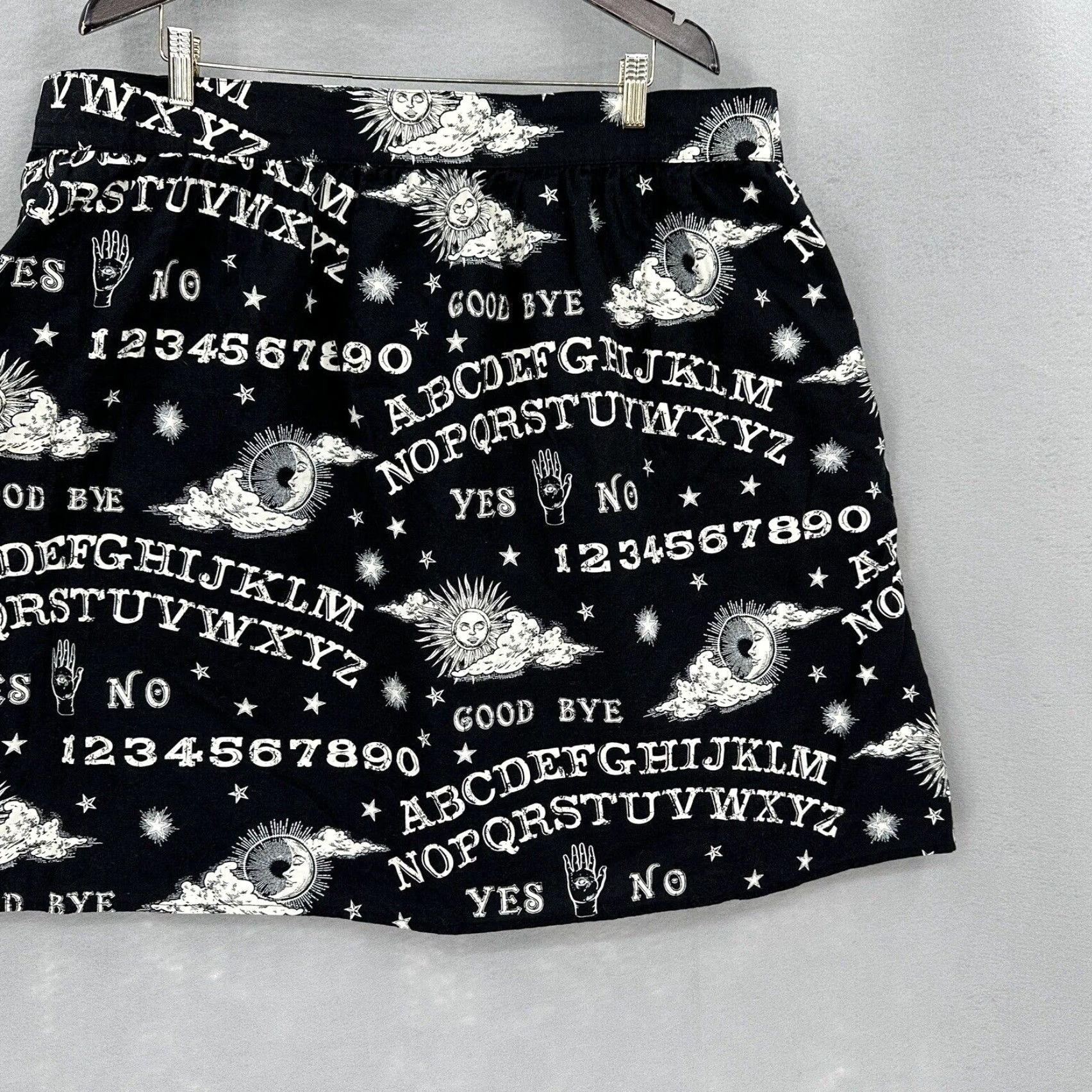 Vintage Folter Skirt Womens Plus 3XL Ouija Board Circle Skirt Cotton Goth Punk Witchy Skater Short Black Size 40" / US 18 - 4 Thumbnail