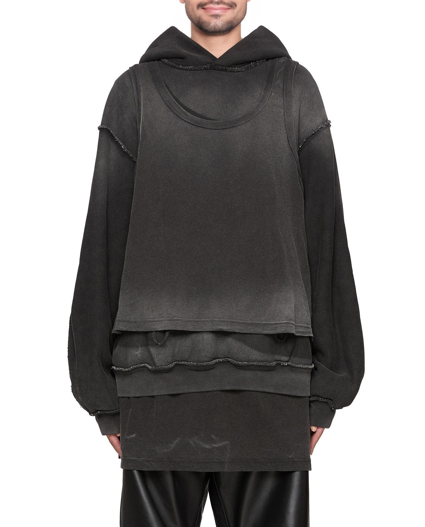 Alexander Wang Oversize Triple Layer Sweatshirt Hooded Distressed Size US S / EU 44-46 / 1 - 1 Thumbnail