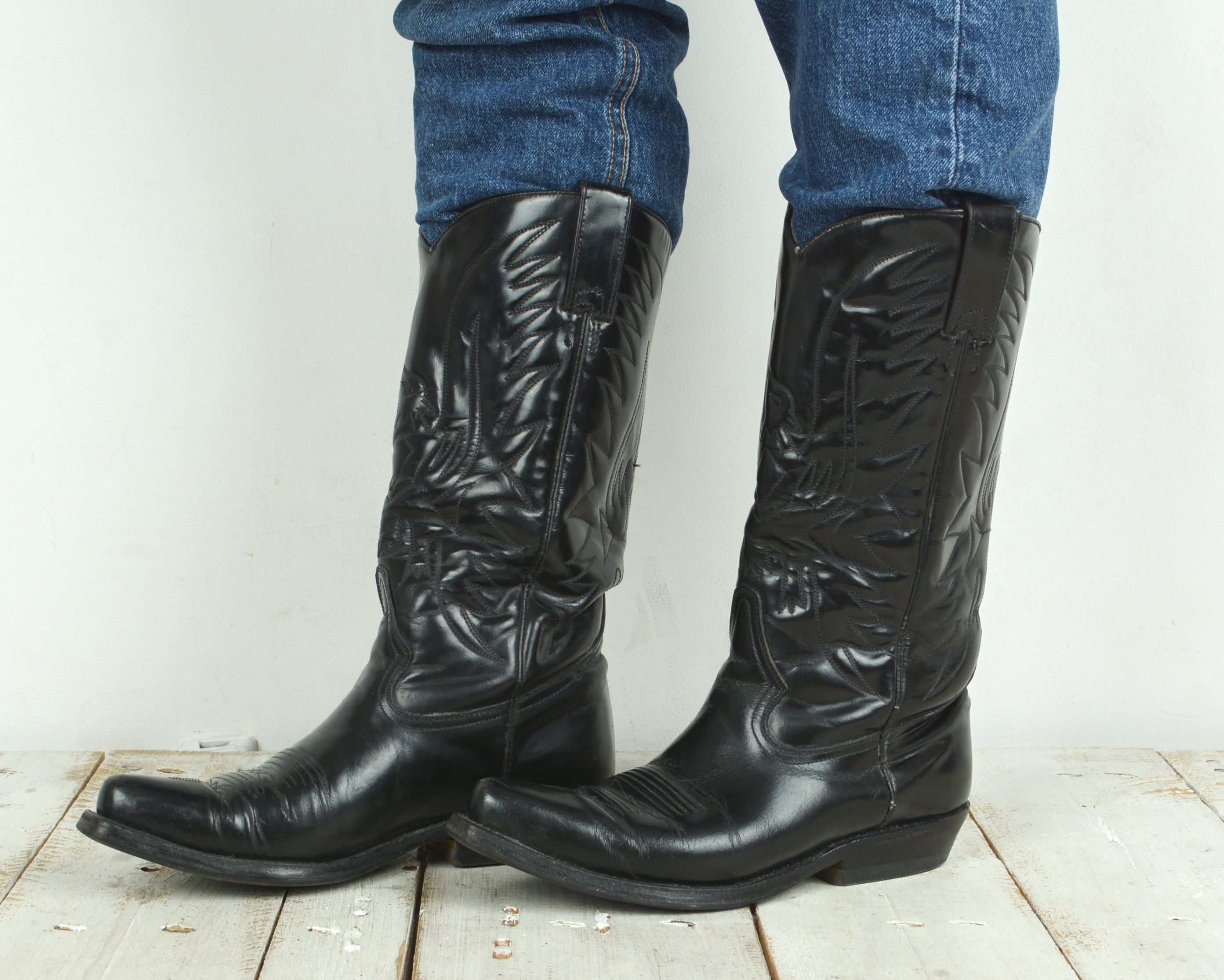 Vintage Buffalo handcrafted handmade Western Cowboy Boots Pullons Size US 6 / IT 36 - 1 Thumbnail